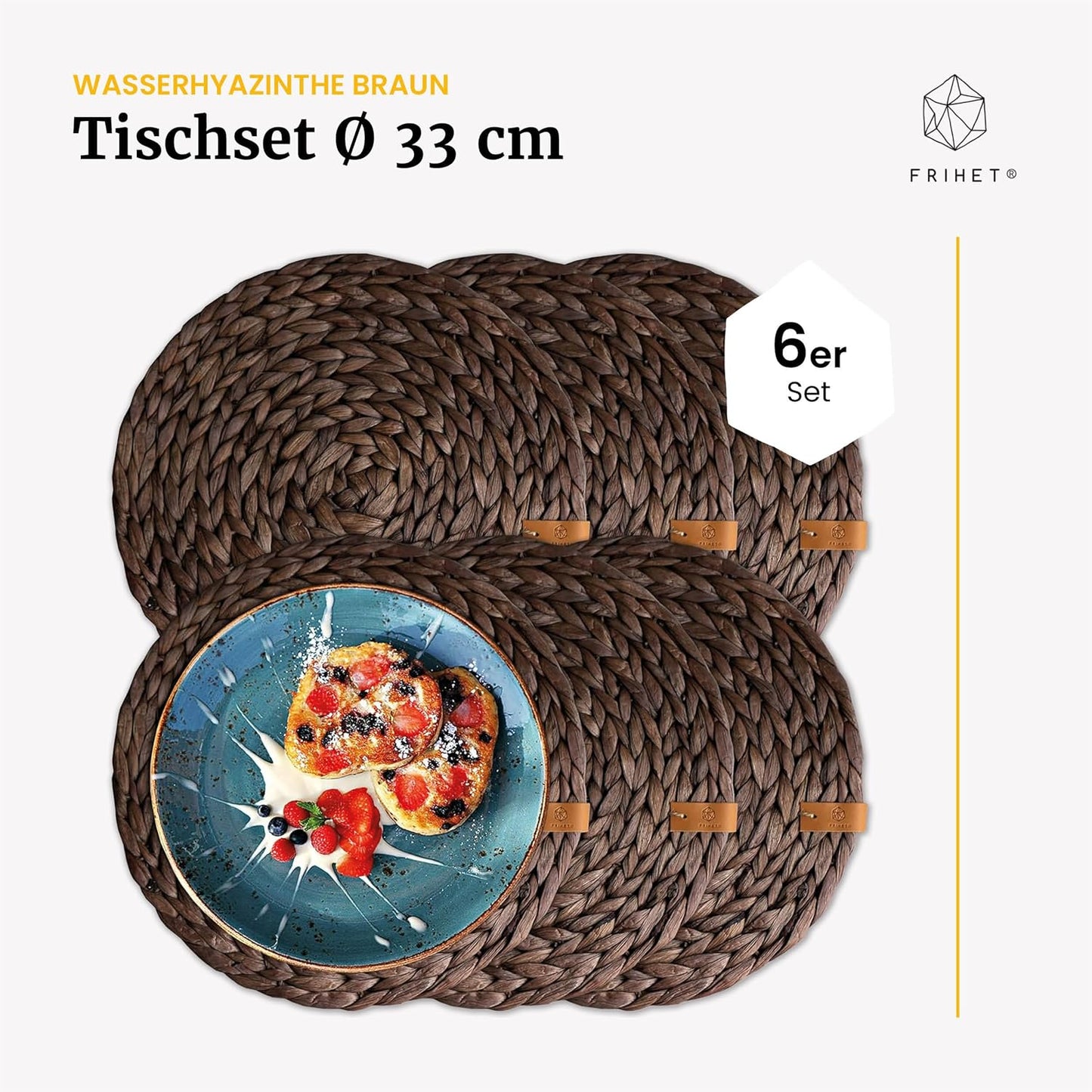6-teiliges Tischset Oslo, 6 / 33cm braun