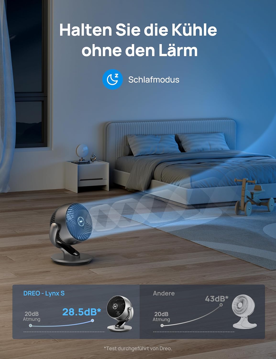Leiser Smart Tischventilator, Silber