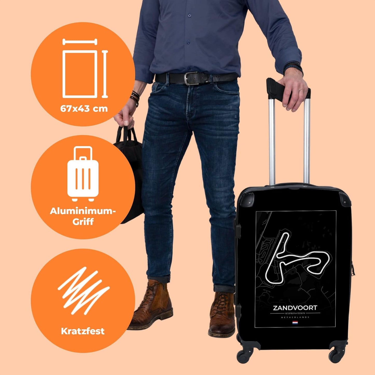 Grosser Trolley-Rollkoffer mit 4 Rollen (90 Liter)
