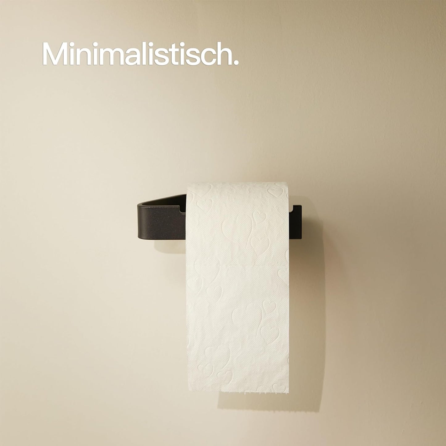 Selbstklebender Toilettenpapierhalter ohne Bohren, Ohne Ablage Matt Schwarz
