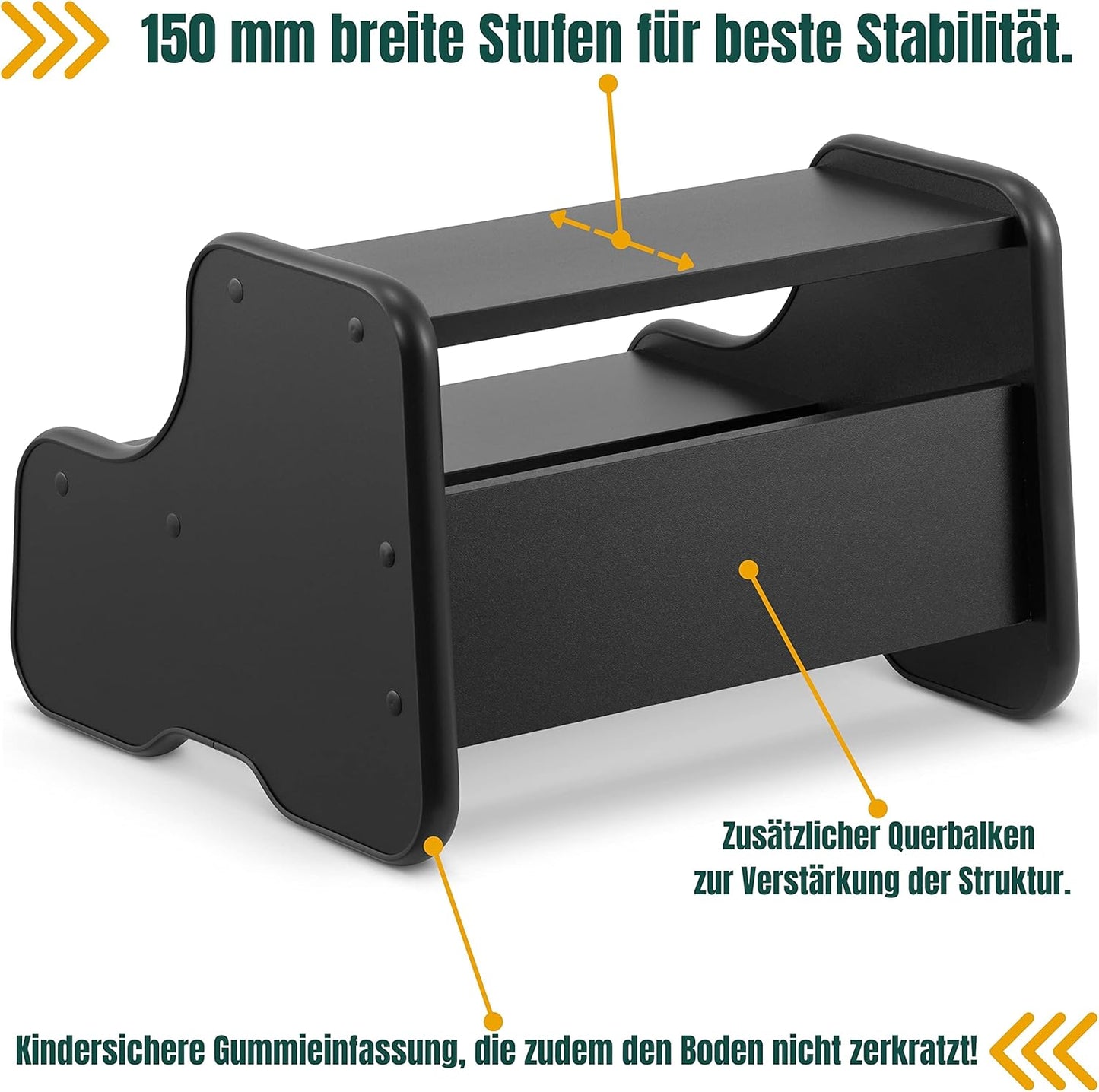 Holzhocker für Kinder, Schwarz