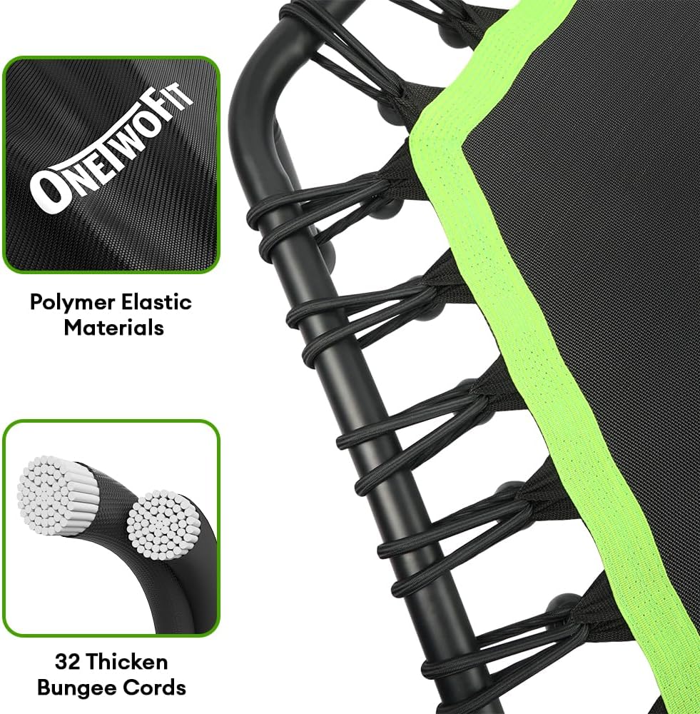 Mini-Fitness-Trampolin mit Bungee-Rückpraller, Grün-Sechskant-mit Griff