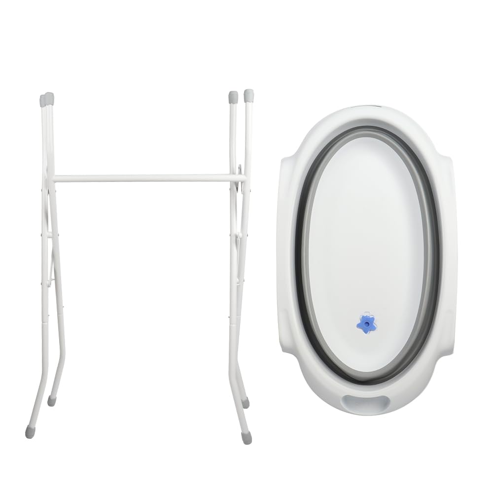 Faltbare Babybadewanne mit Gestell, 66 x 61 x 82 cm (grau)