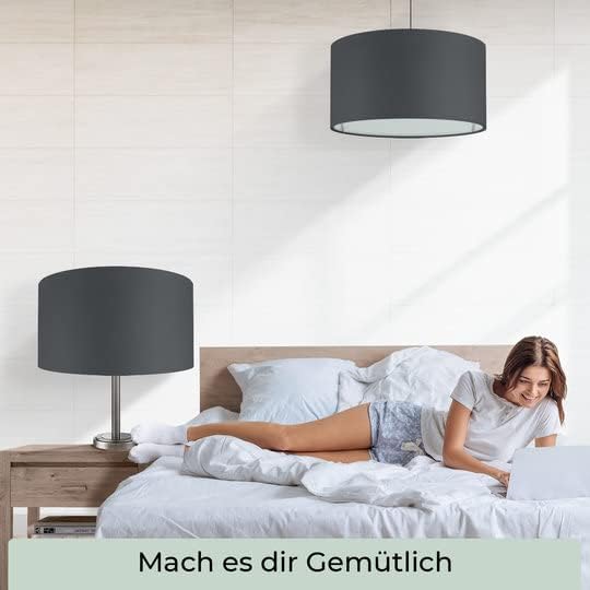 Premium Lampenschirm aus Baumwolle (40cm), Schwarz Ø40cm | Höhe 25cm