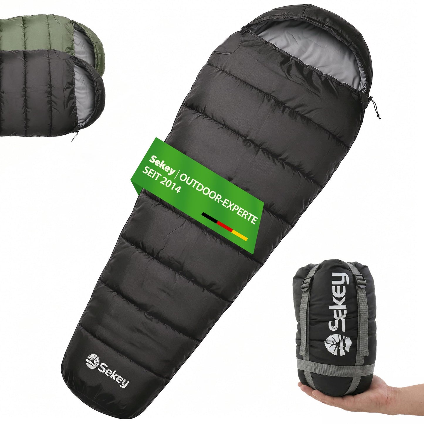 Mumienschlafsack für Sommerabenteuer, Sommer (+10 °C - +15 °C) Anthrazit