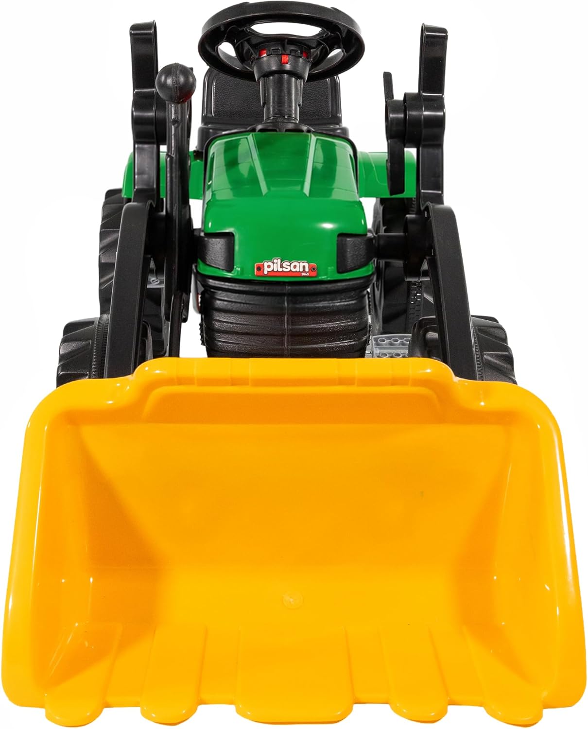 Kinder-Trettraktor mit Hupe, Grün mit Frontlader