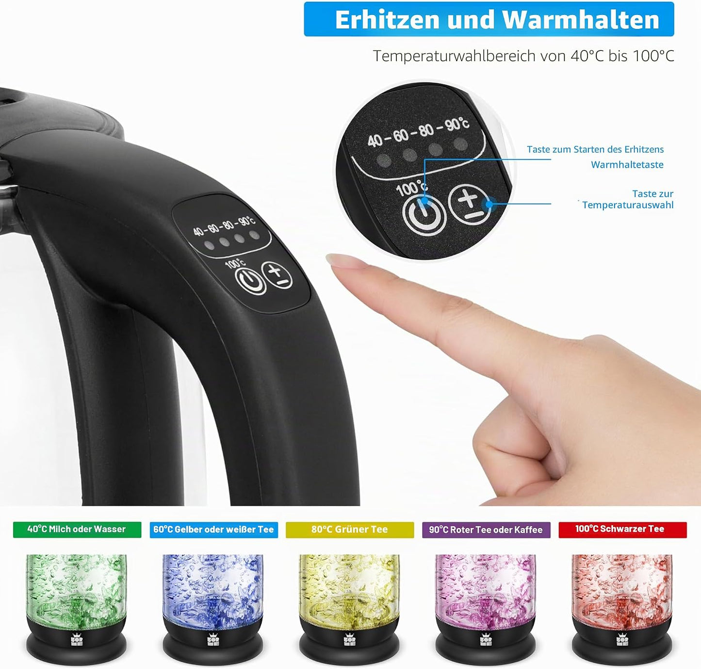 Elektrischer Wasserkocher mit Temperatureinstellung