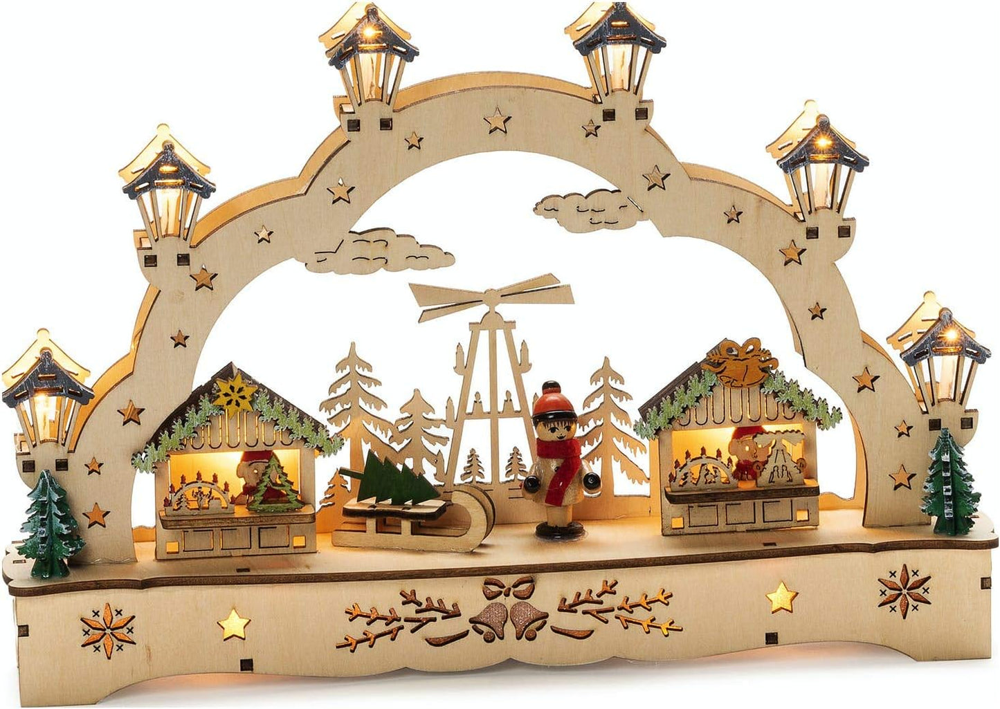 Schwibbogen Weihnachtsmarkt mit LED-Beleuchtung