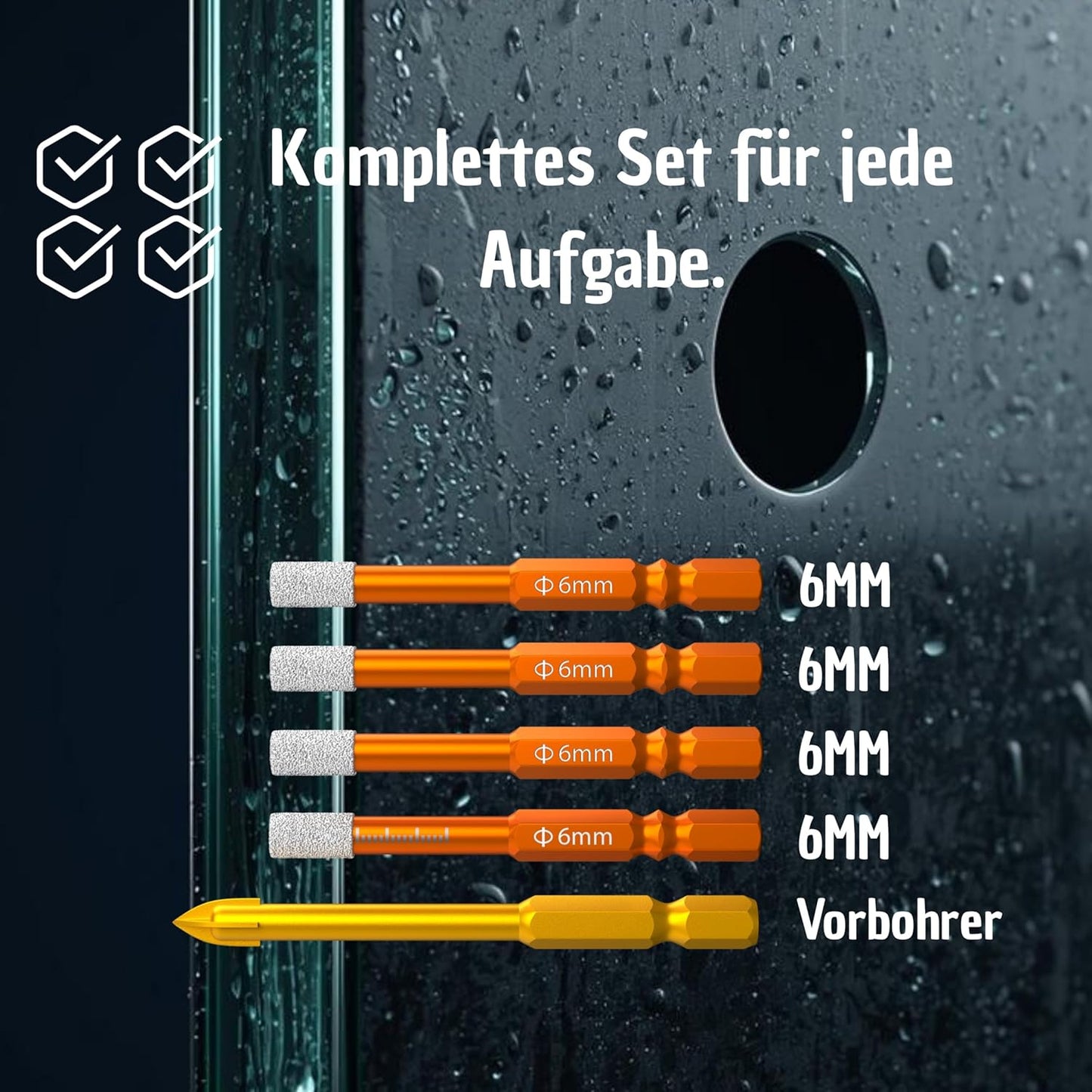 Fliesenbohrer-Set, 6mm 4x