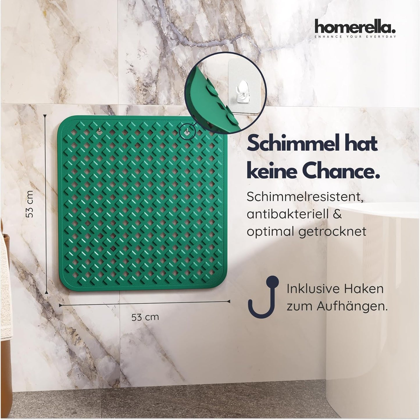 Duschmatte mit Aufhängung, Grün