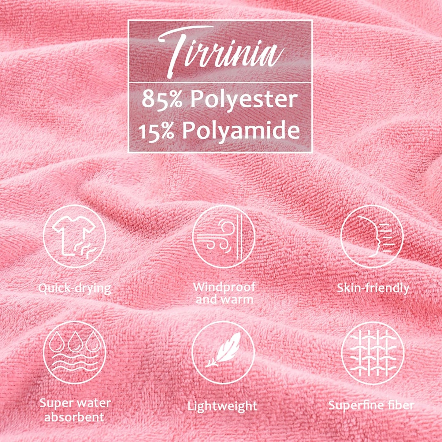 Unisex Surfponcho mit Kapuze, schnelltrocknend, Pfirsichrosa