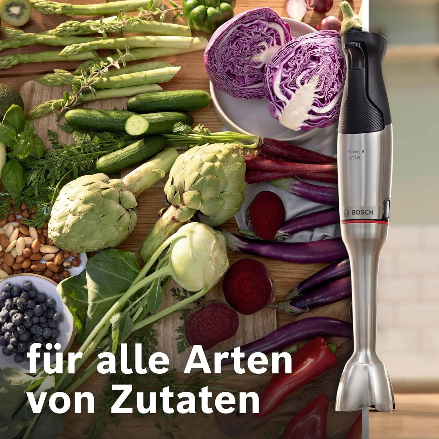 ErgoMaster Serie 6 Stabmixer, 1-in-1, 1200 Watt Edelstahl/Schwarz