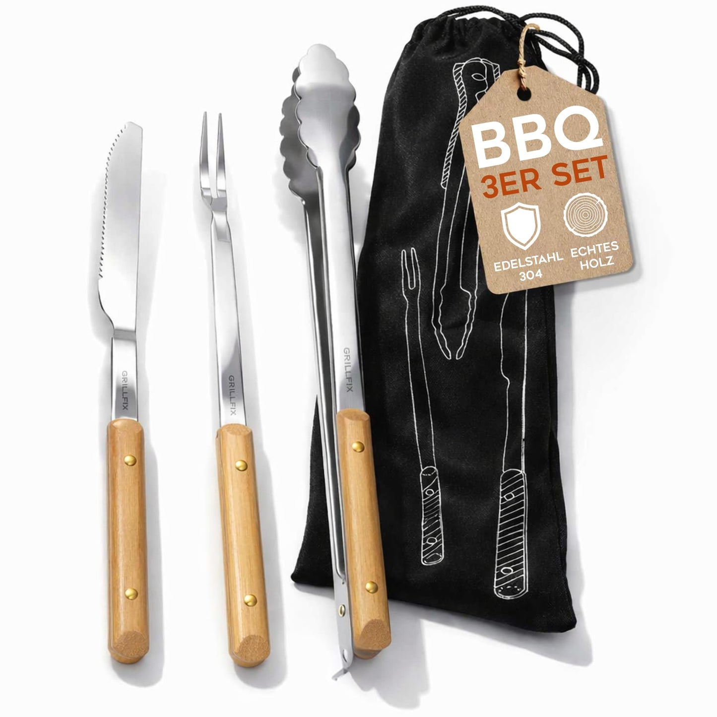 3-teiliges Grillbesteck-Set