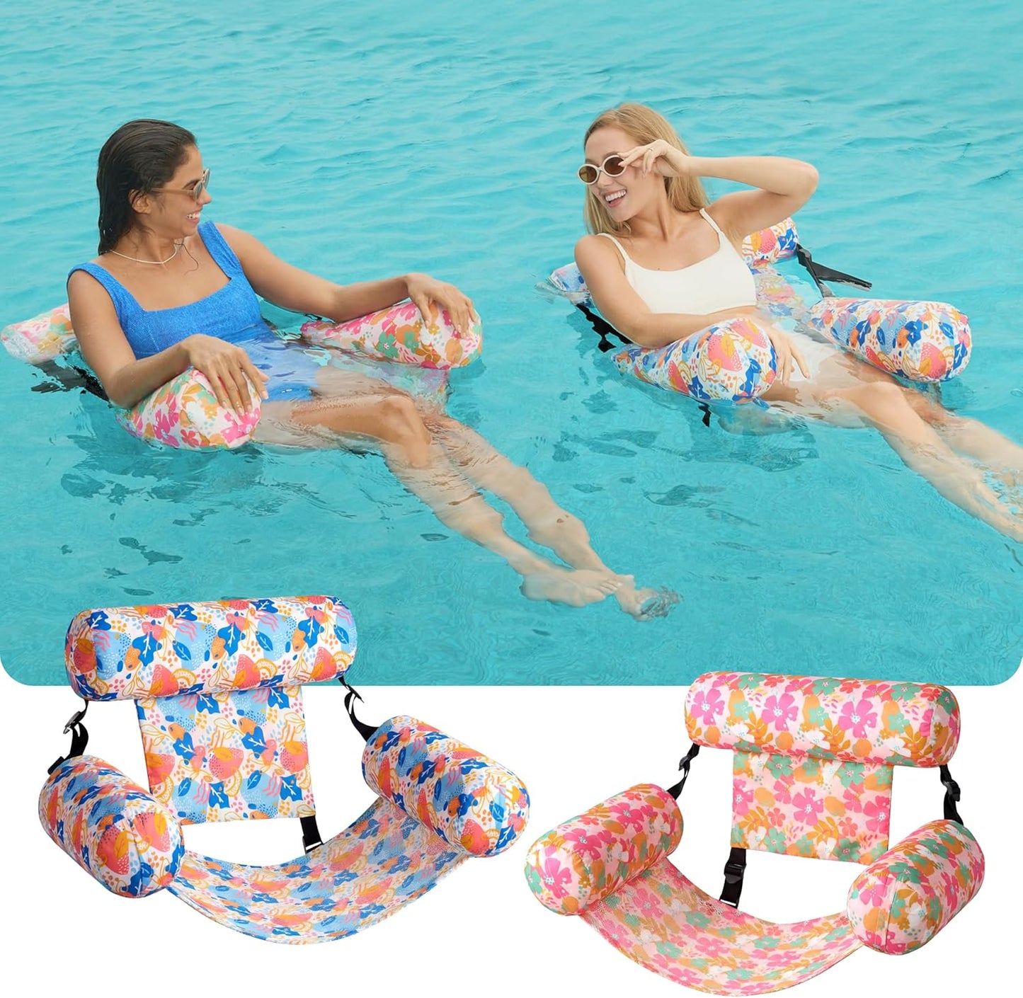 Aufblasbare Pool-Schwimmstühle, 2er-Set, Mehrfarbig