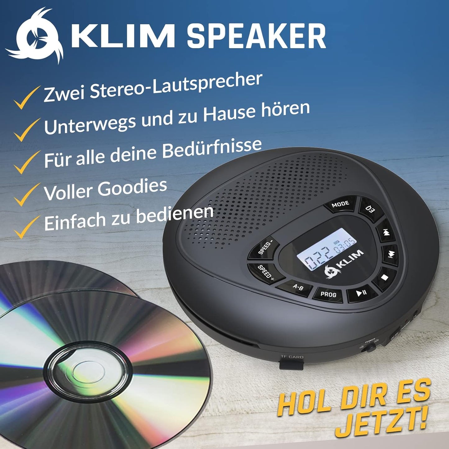 Tragbarer CD-Player mit Lautsprecher, Without Bluetooth