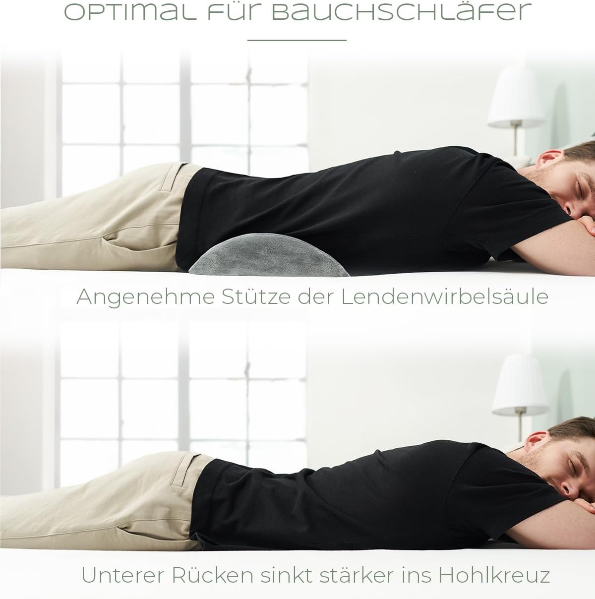 Ergonomisches Lendenkissen zur Rückenstütze, Grau