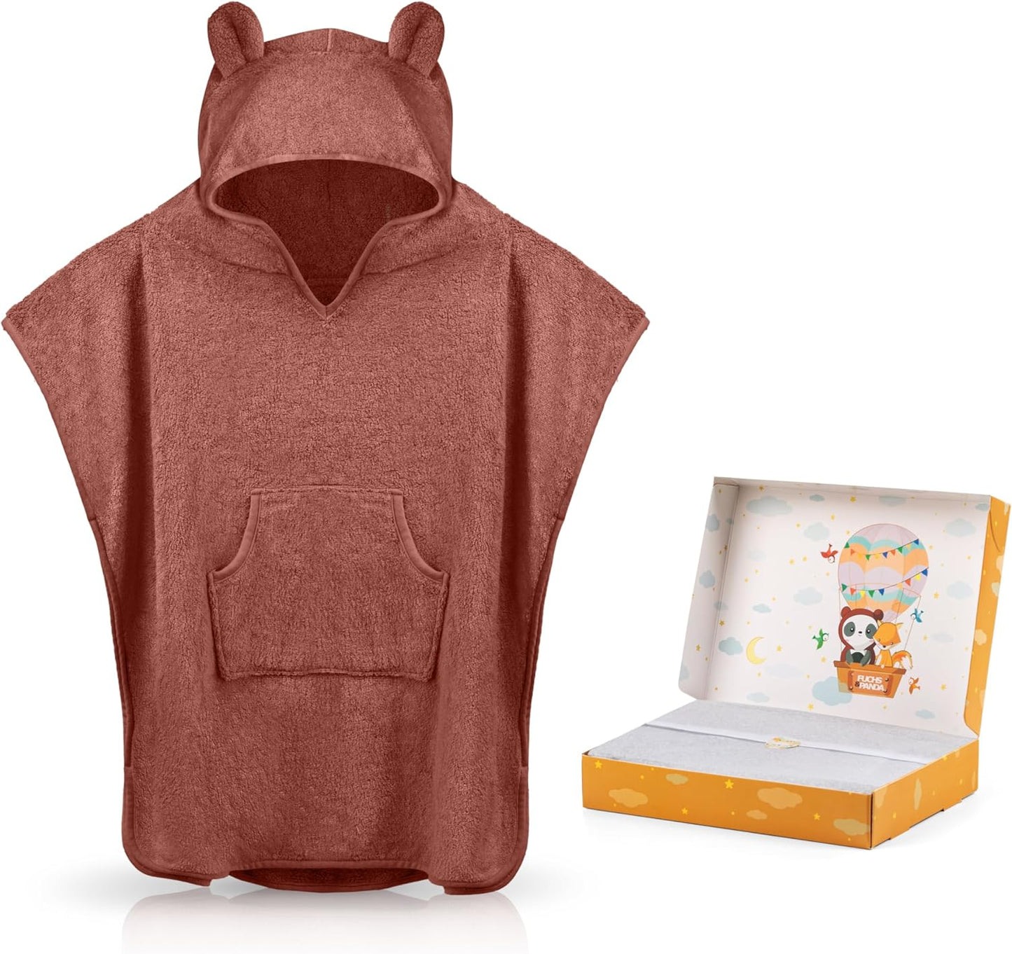 Badeponcho für Babys und Kinder, Purpur-rot