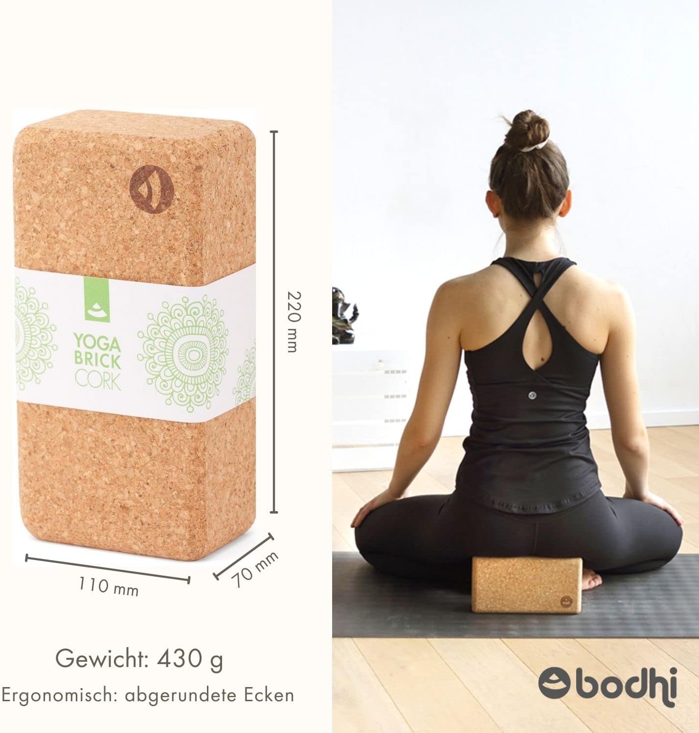 Yoga Korkblock-Set, 2er-Set Medium