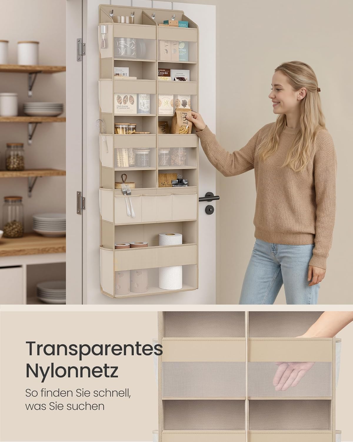 RDH009LF01 Hängeregal mit 9 Fächern, Sandbeige