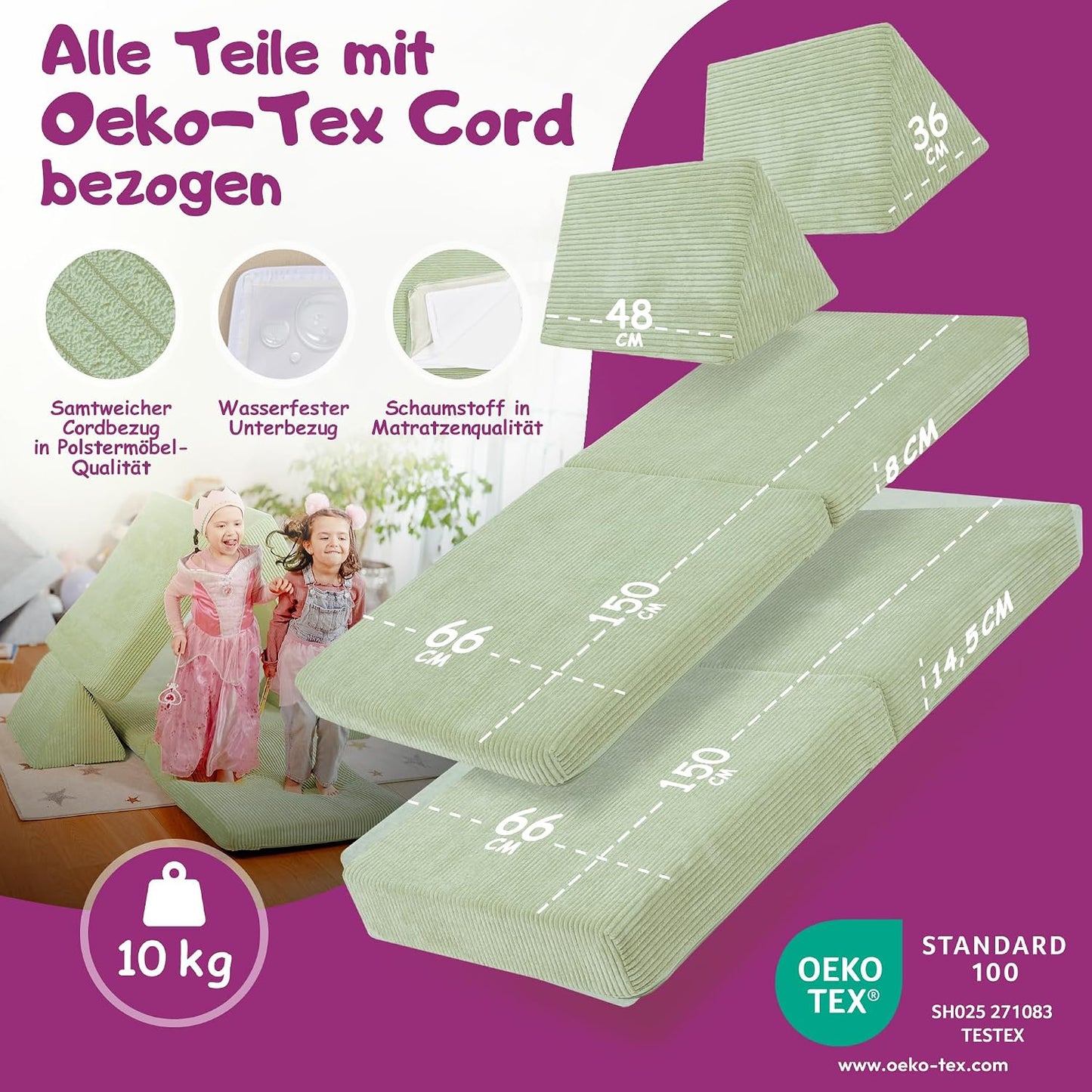 Spielsofa für Kinder, Avocado Grün