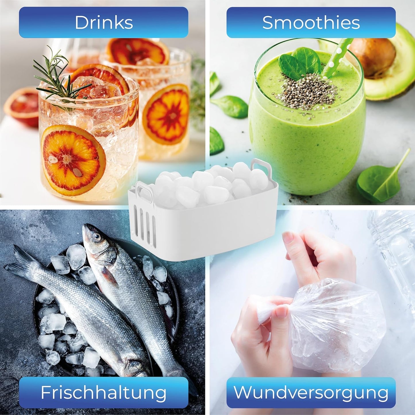 Eiswürfelmaschine mit Timer & Schaufel, Weiss 2.1L
