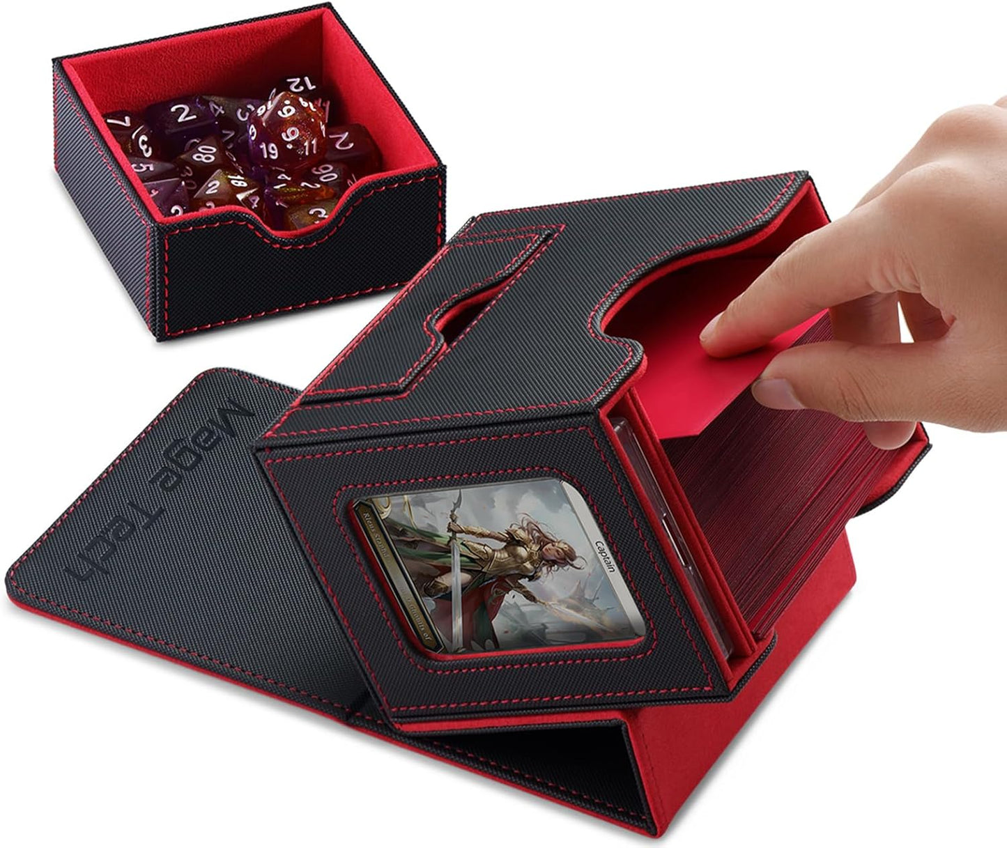 Commander Deck Box mit Würfelablage, 2. Ambition (Schwarz/Rot)