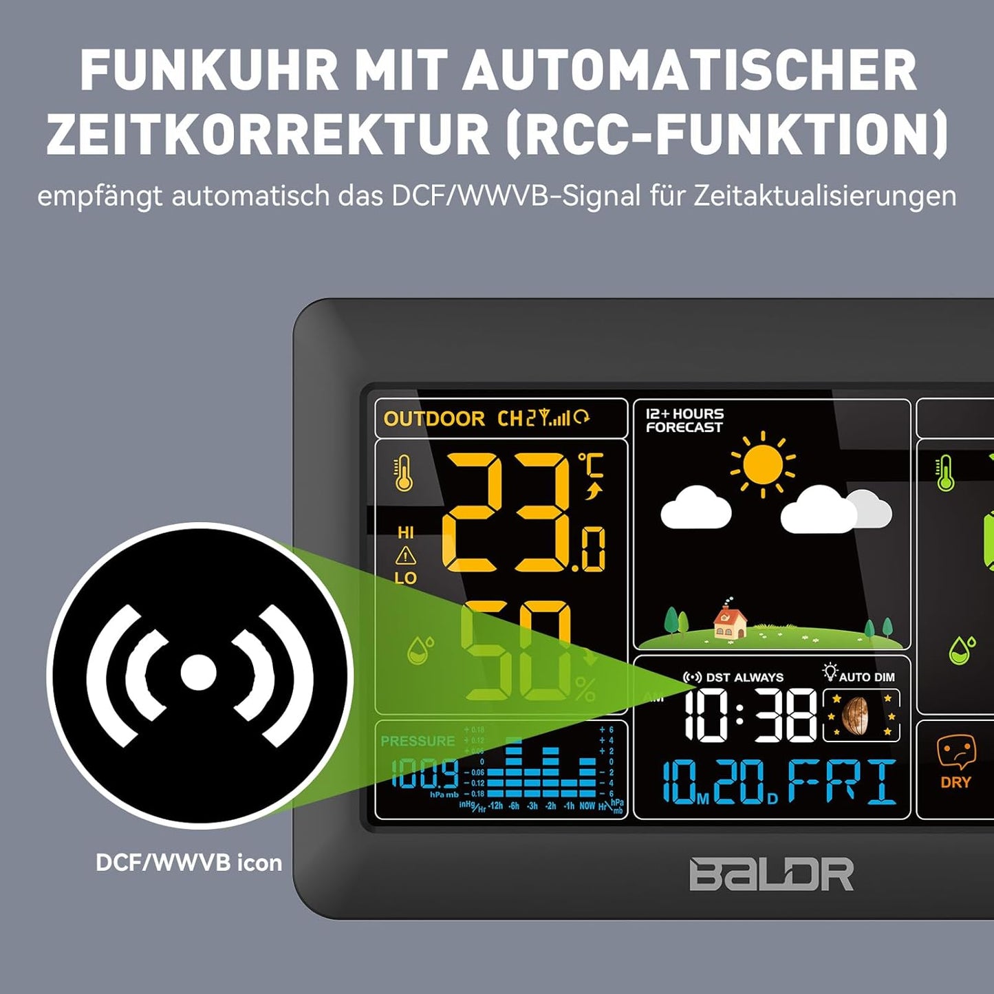 Funk Wetterstation mit Aussensensor, Schwarz