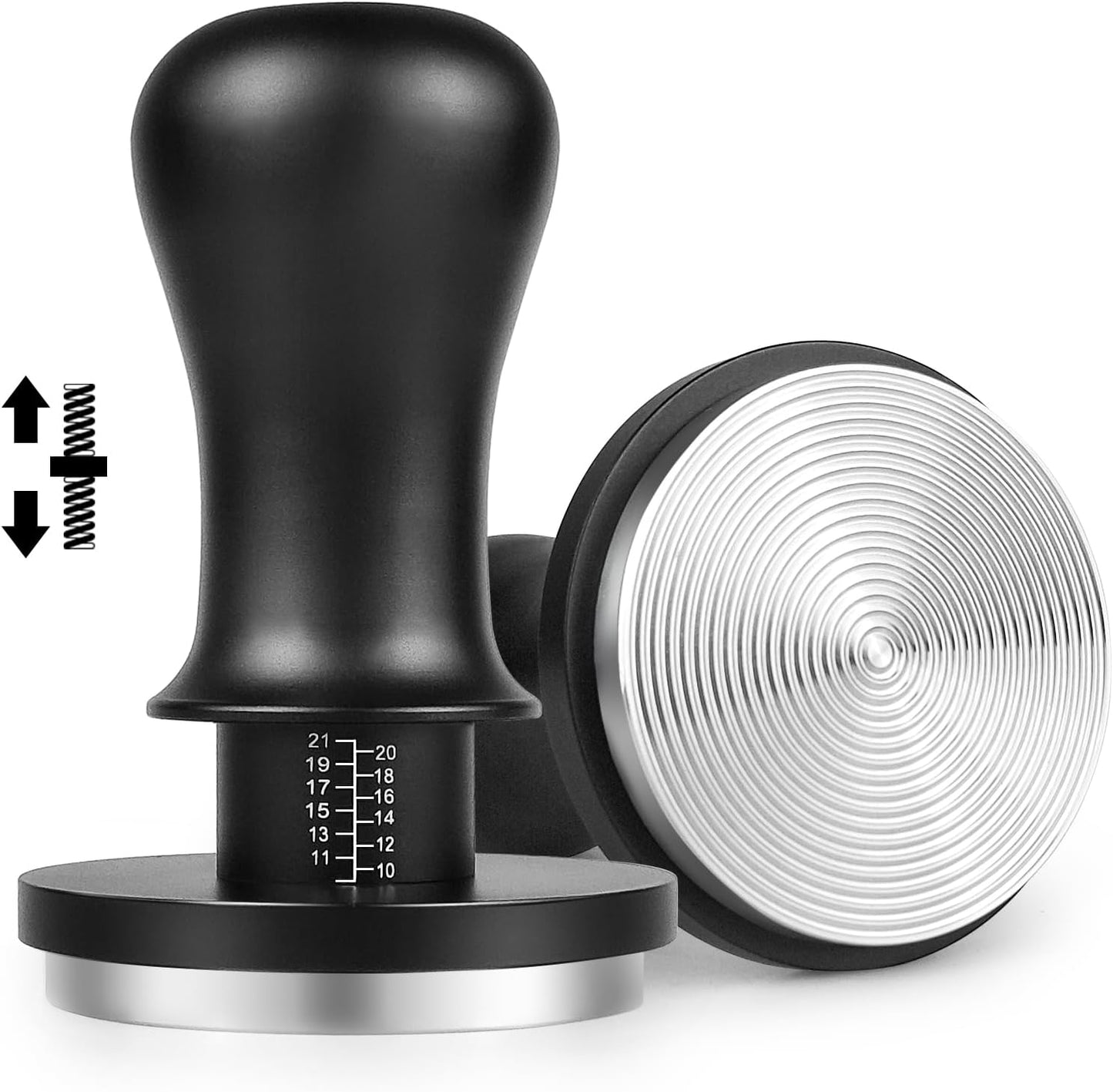 Espresso Tamper mit Druckregulierung, Schwarz 54mm