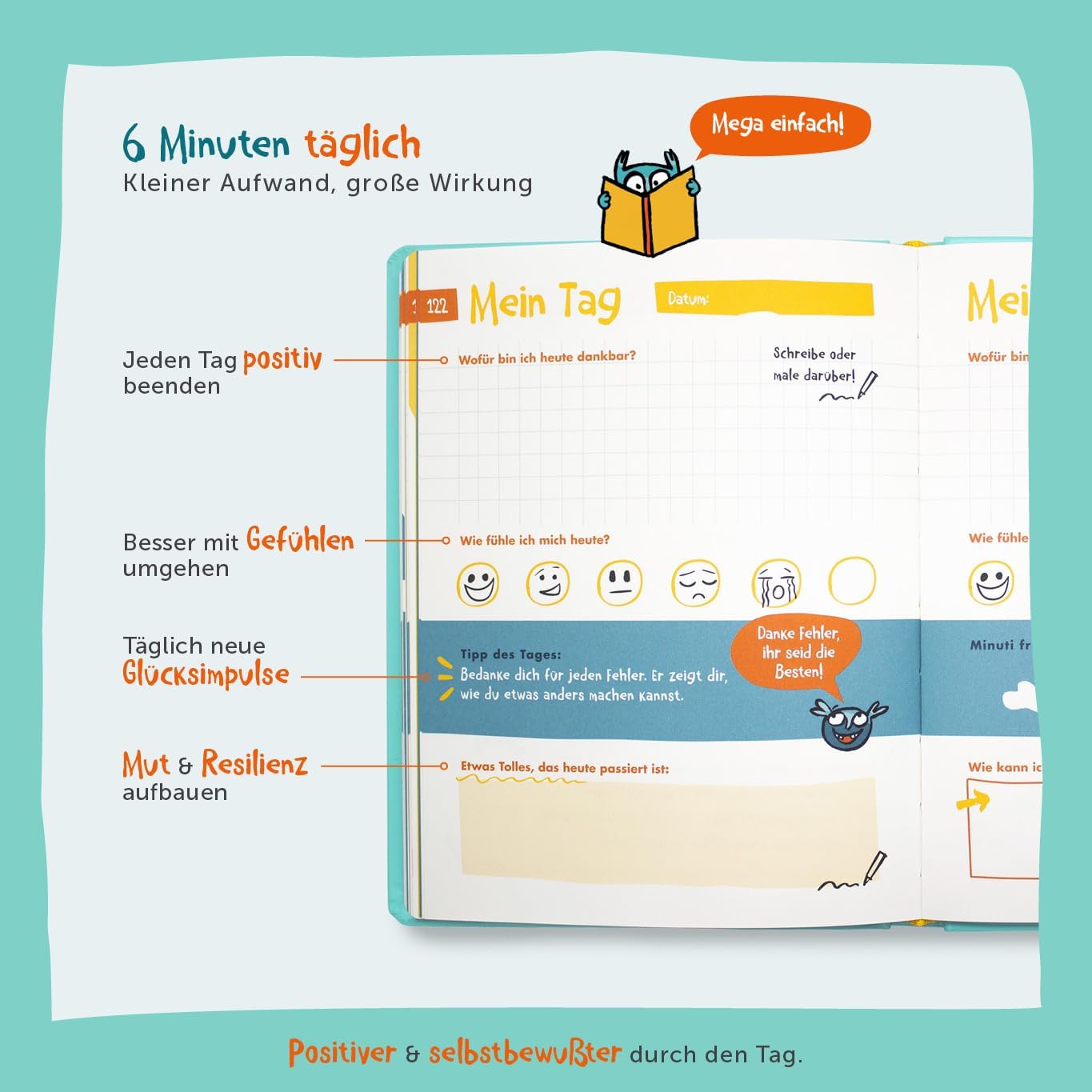 Das 6-Minuten Tagebuch für Kinder, Arizona Türkis