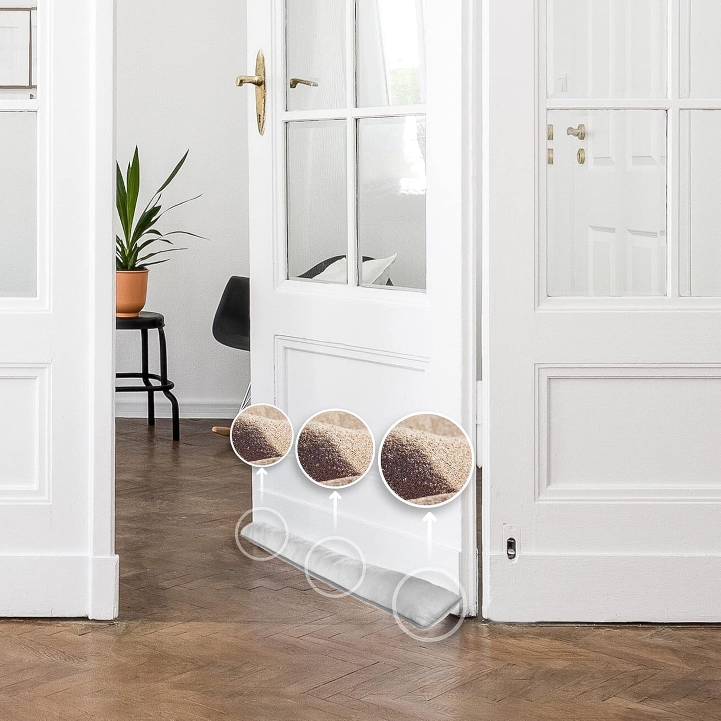 Zugluftstopper für Türen und Fenster, 2 Stück, 02 Stück - Taupe/Grau
