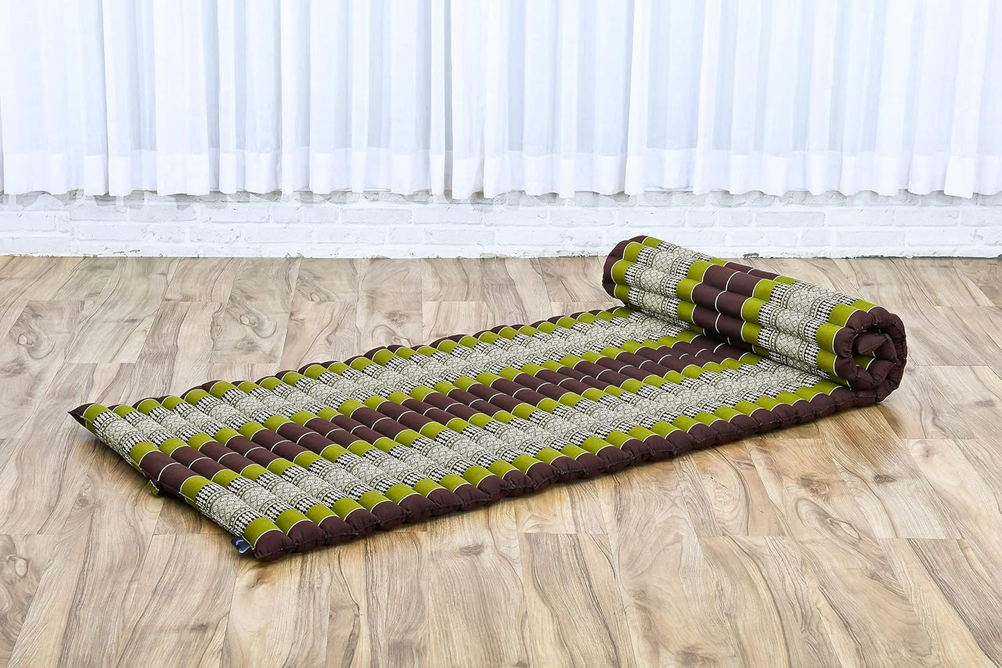 Faltbare Tatami Bodenmatratze, M: 190x70 cm / Sf20 - Braun, Grün