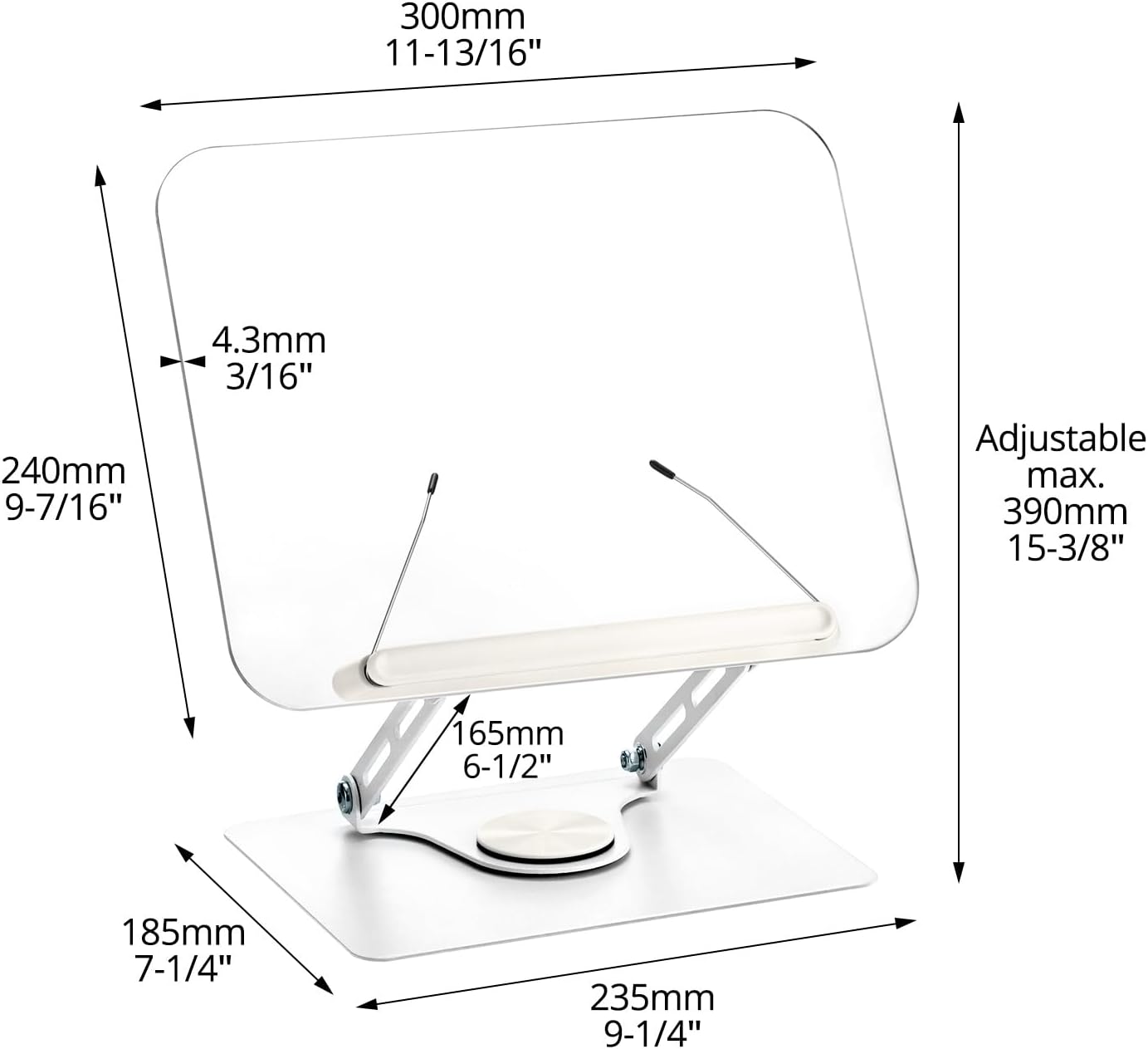 Verstellbarer Buchhalter mit 360° Basis