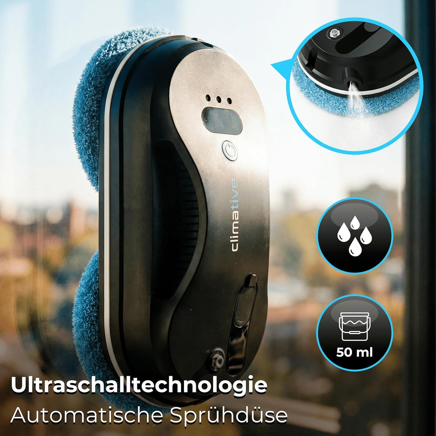 Fensterputzroboter mit Ultraschall-Sprühfunktion, Fensterroboter