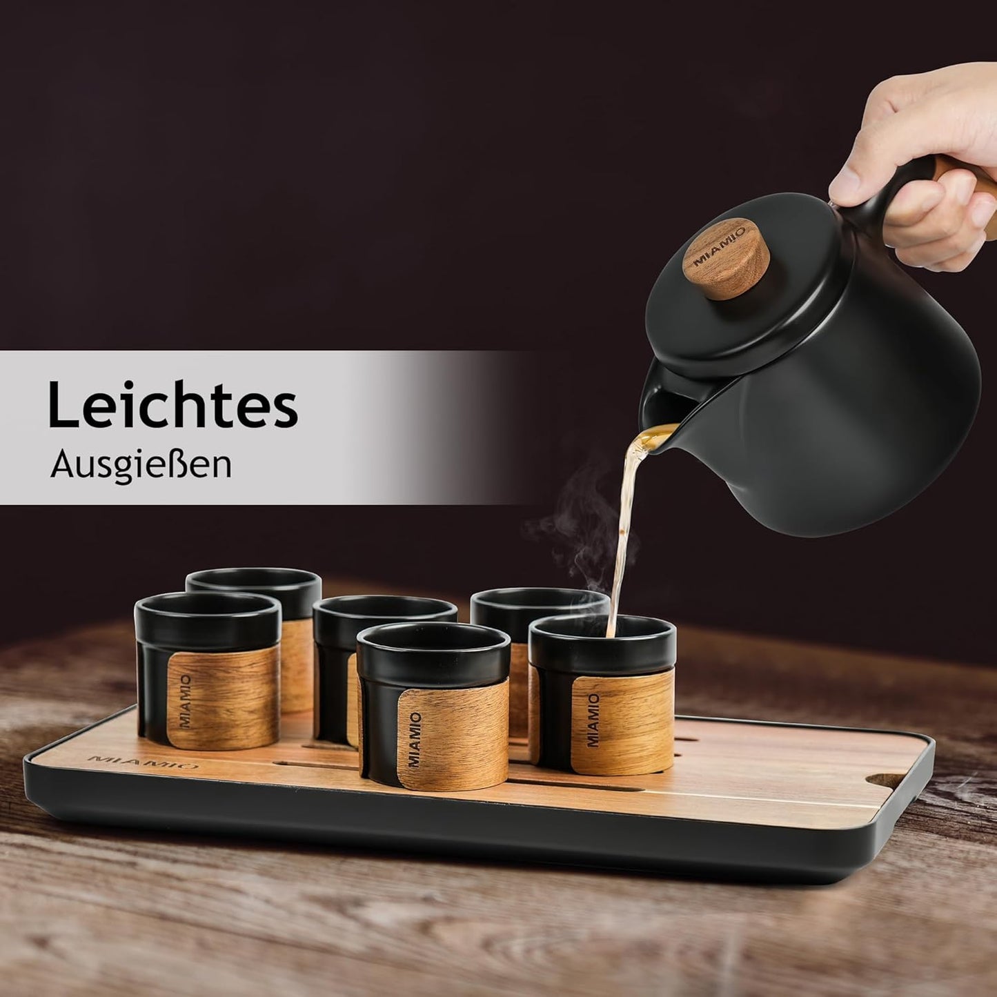 Japanisches Tee-Set mit Teekanne und Teesieb, Schwarz