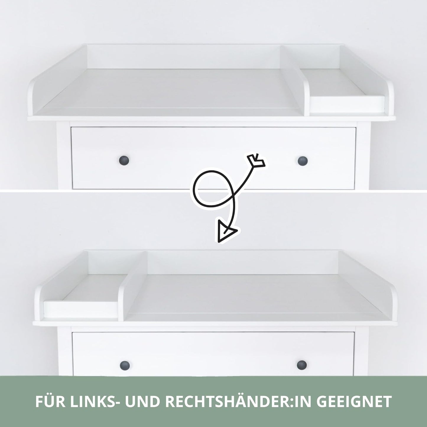 Wickelaufsatz-Set für IKEA HEMNES (3-teilig), Pure Beige 108 cm Aufsatz & Auflage