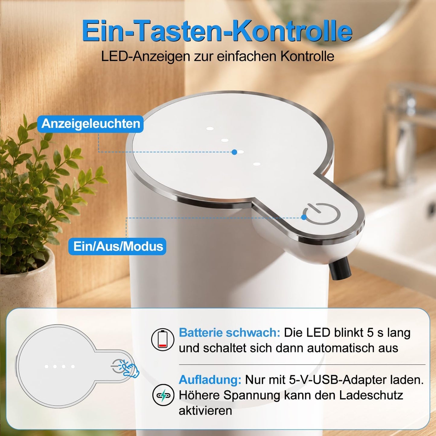 Automatischer Flüssigseifenspender mit Sensor, Perlweiss Flüssigetyp