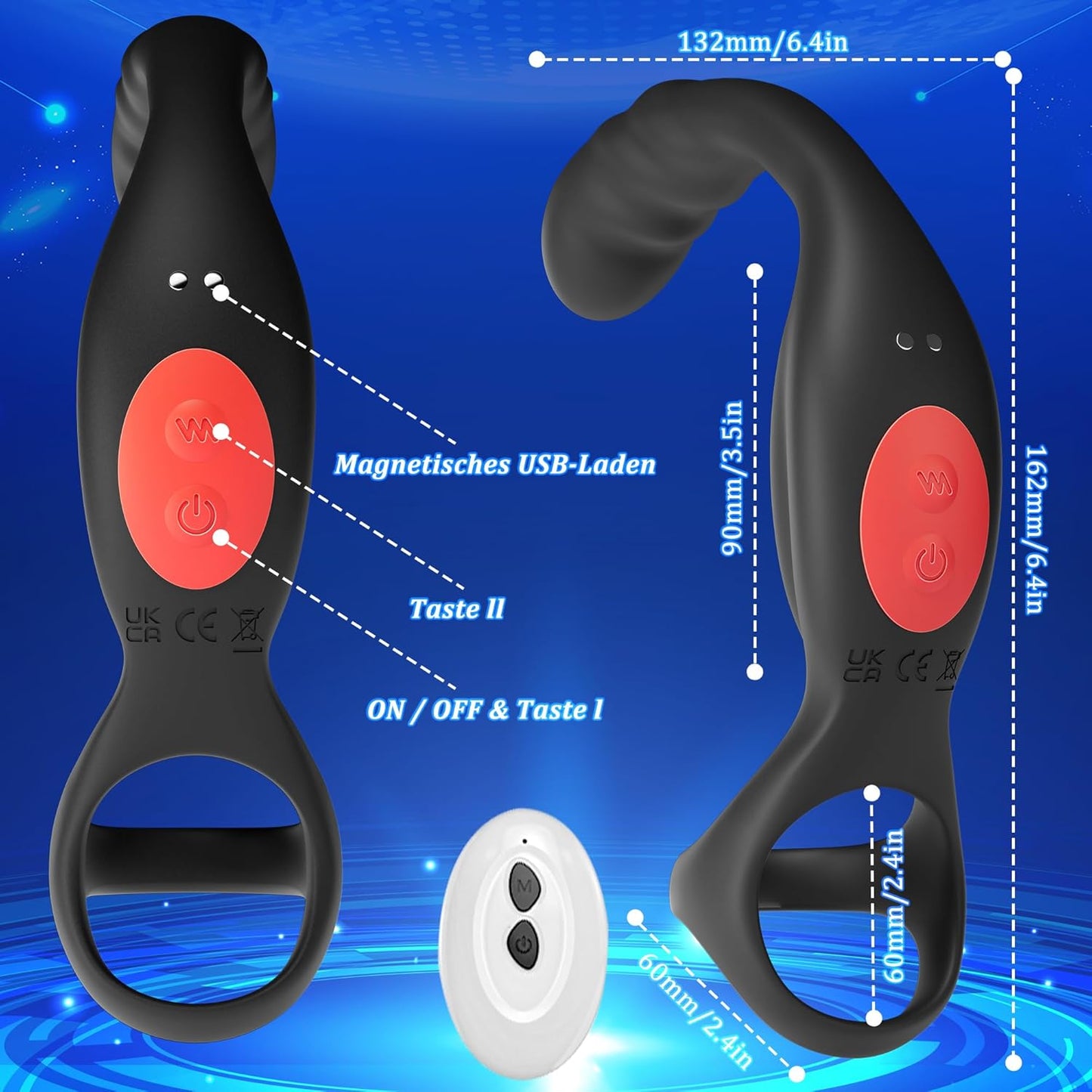 Analvibrator mit Penisring für Prostata Stimulation