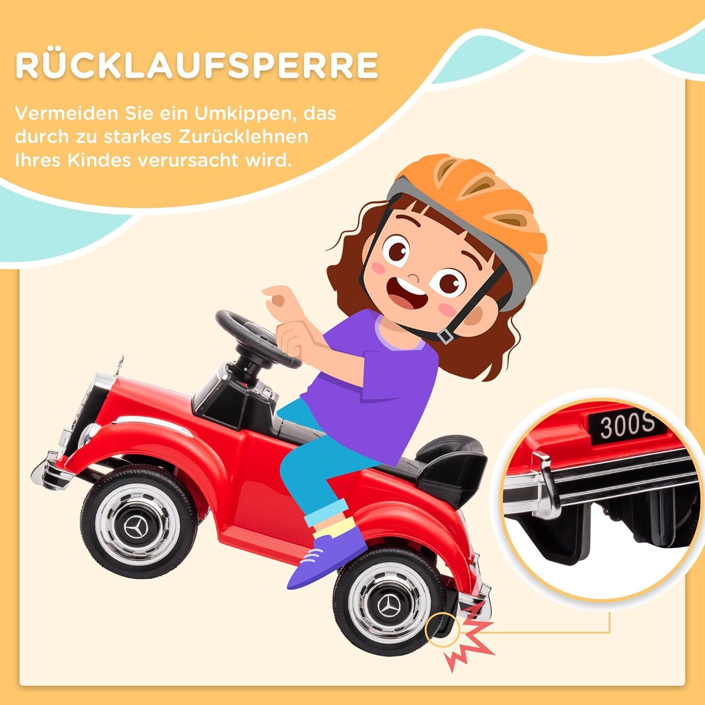 Rutschauto mit Kippschutz, Rot