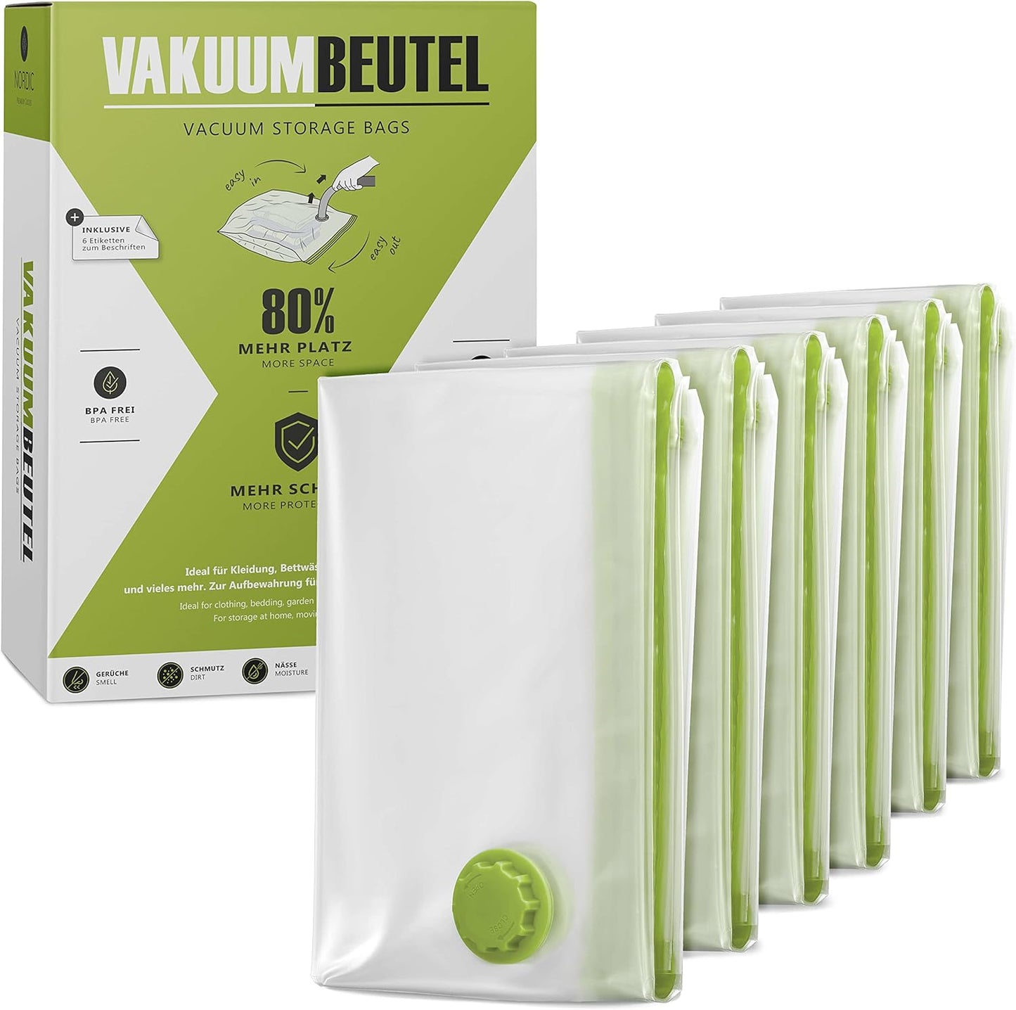 Vakuumbeutel-Set für Kleidung, 100x80cm, 6x - X-Large (100 x 80cm)