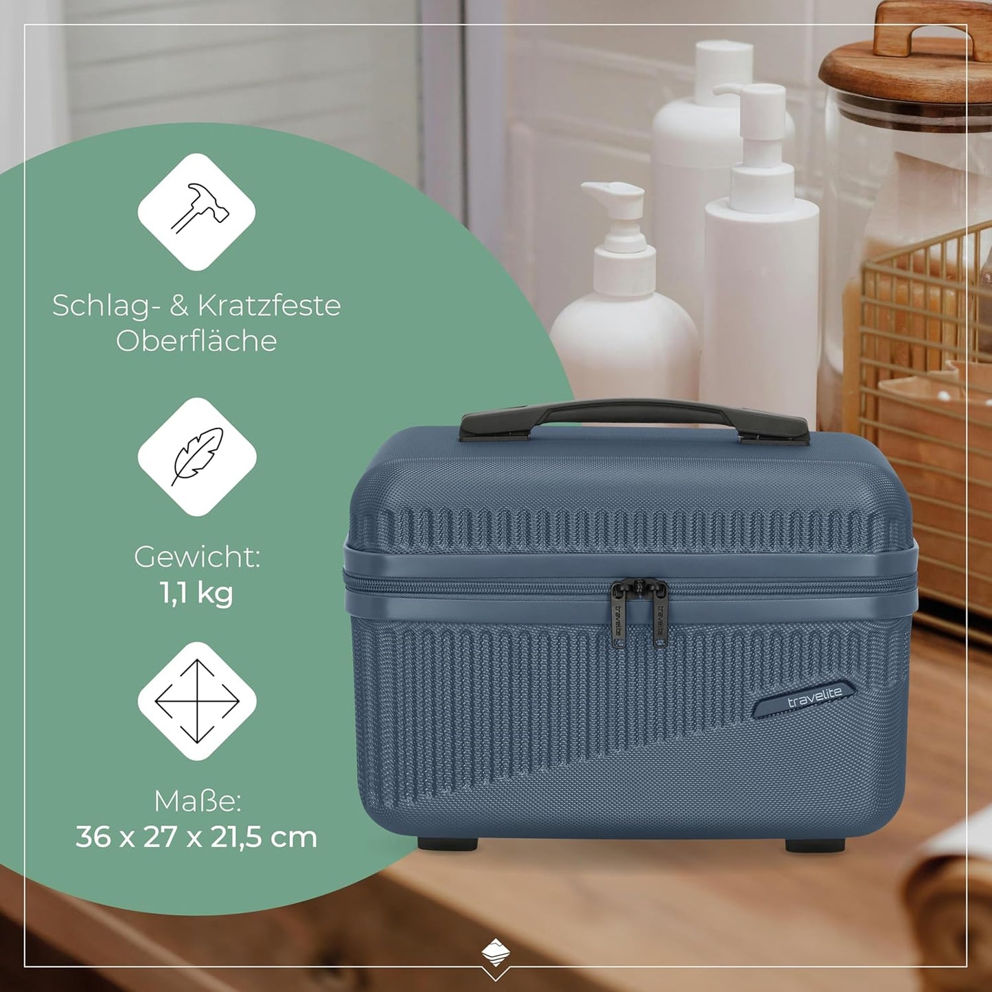 Beautycase Hartschale mit Organizerfunktion (36 cm), Blau Beautycase (36 cm)