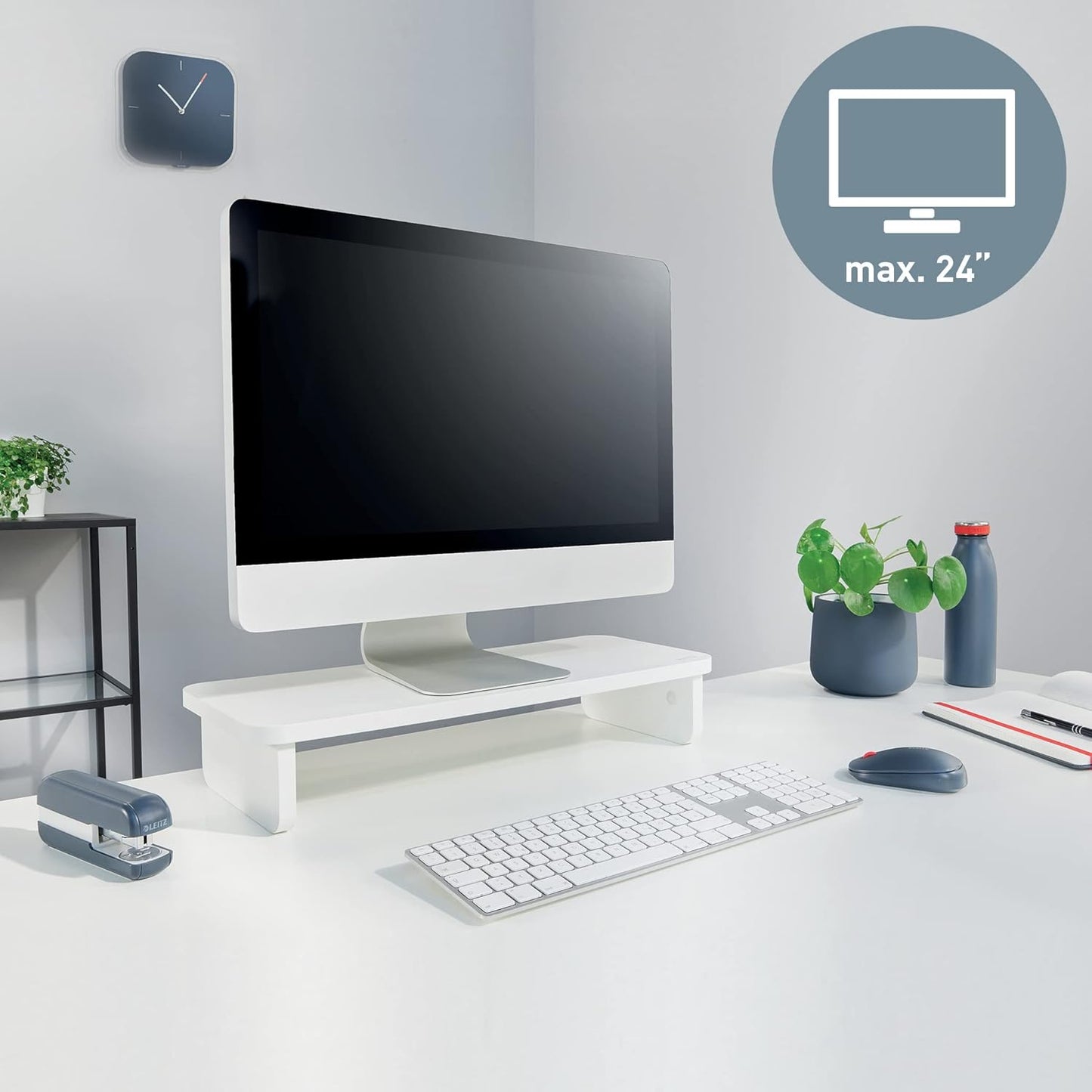 Ergonomischer Monitorständer, Monitorständer Standard Weiss/Hellgrau