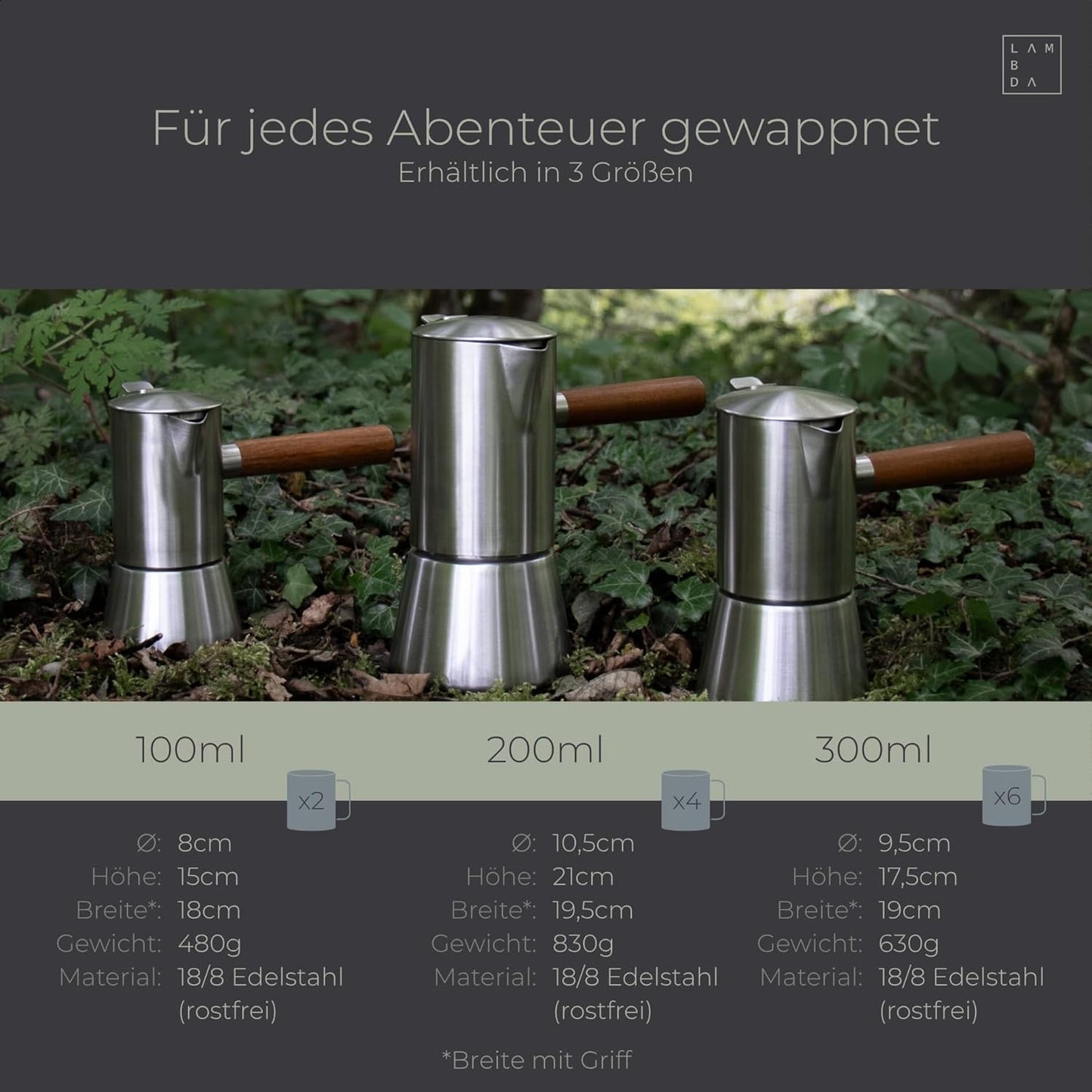 Espressokocher Induktion, 300ml - 5-6 Tassen