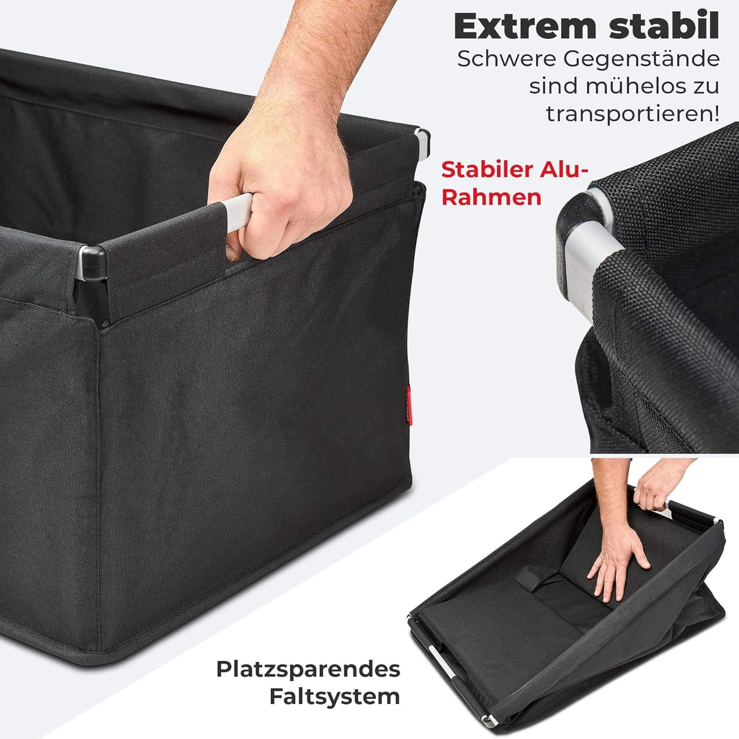 Faltbare Transportbox mit Alurahmen, Schwarz