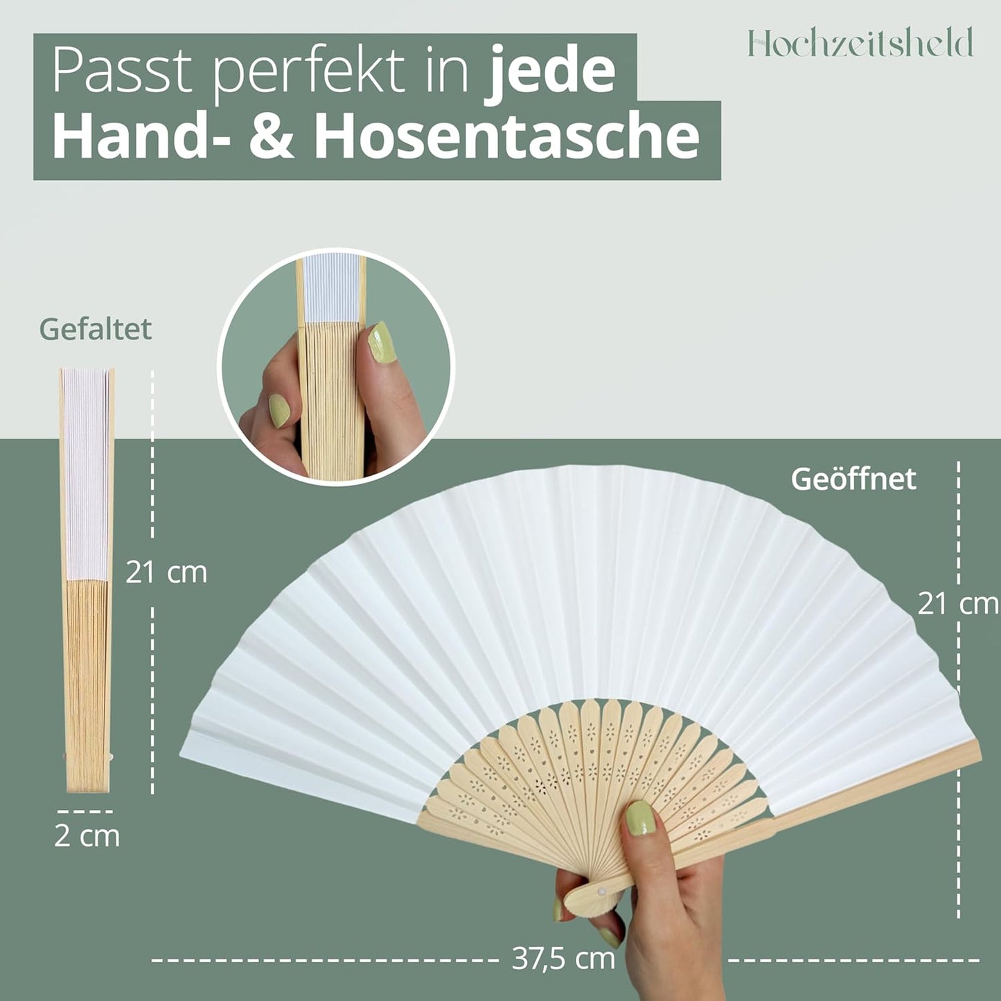 Handfächer-Set für Hochzeiten, 50 Stück, 50 Stück Bambus Handfächer