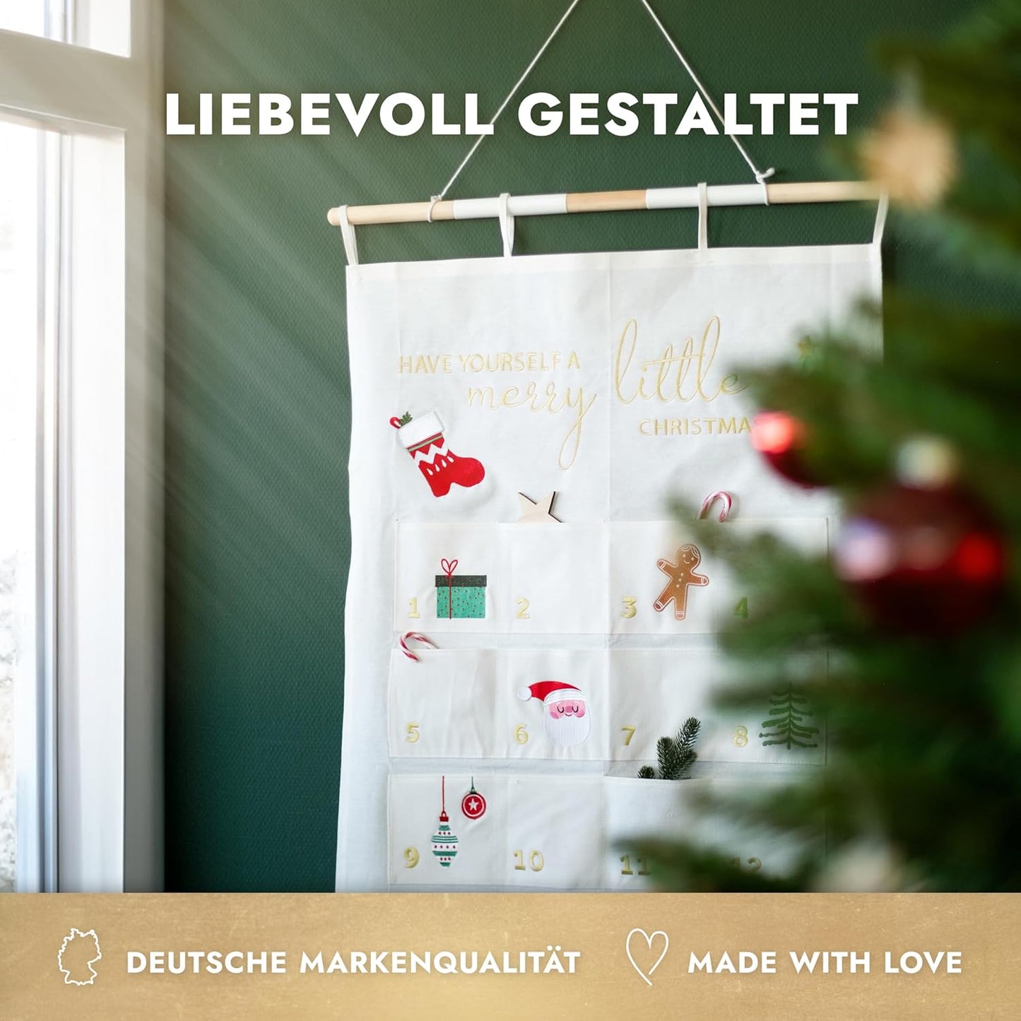 Adventskalender zum Befüllen, Weiß - Gold