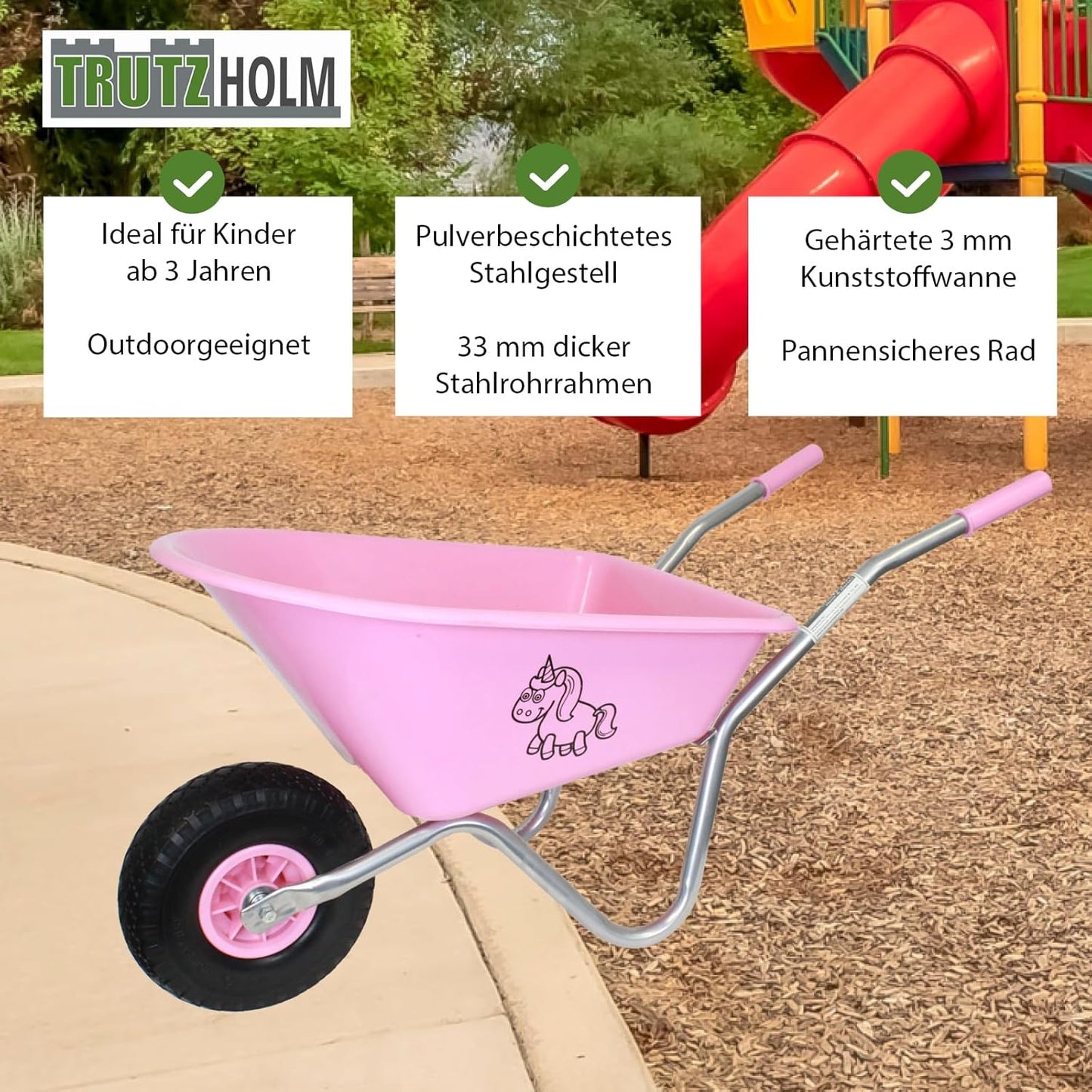 Kinderschubkarre Einhorn (40 kg Traglast), Einhorn | Rosa