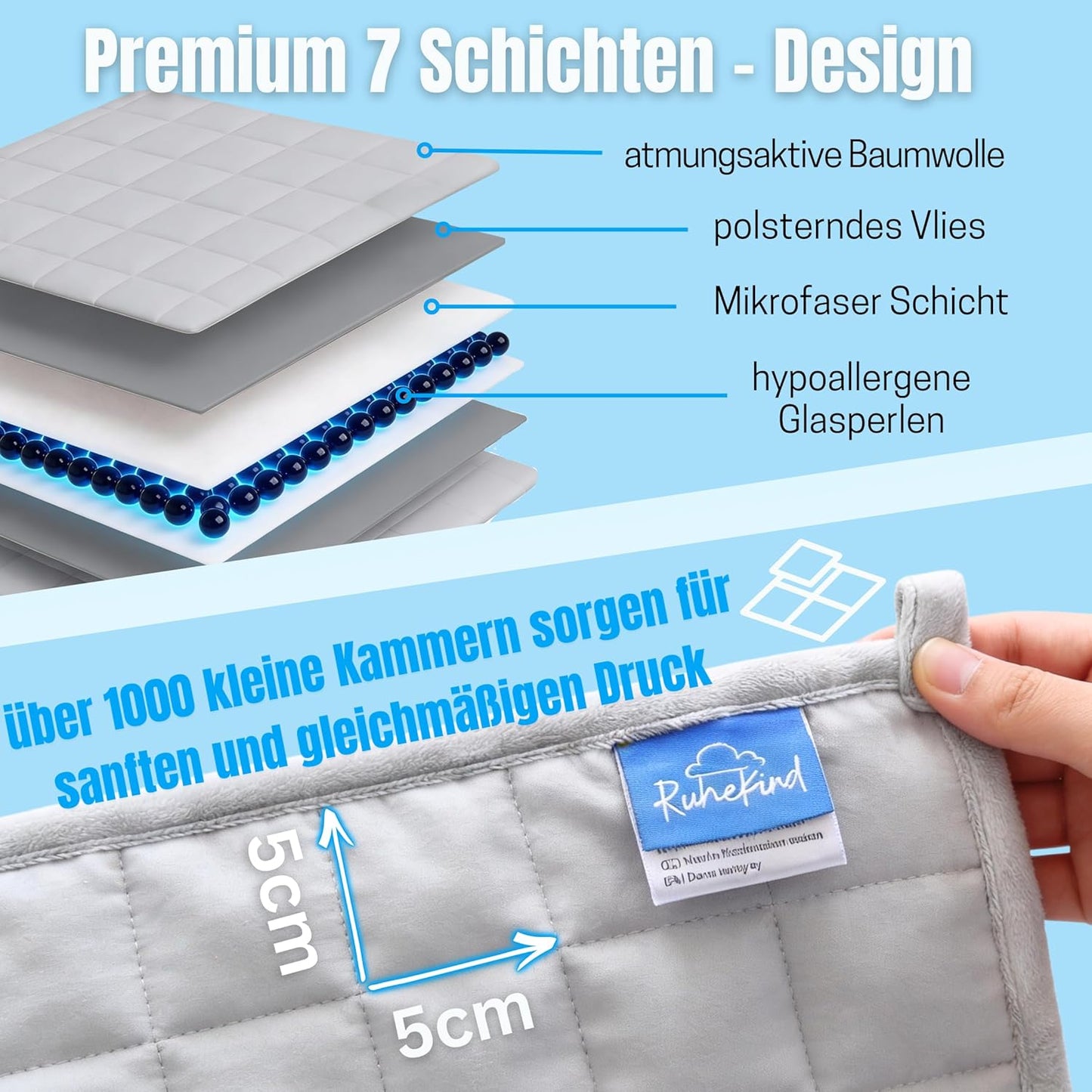 Gewichtsdecke für Kinder, 135 x 200cm, 3.5kg
