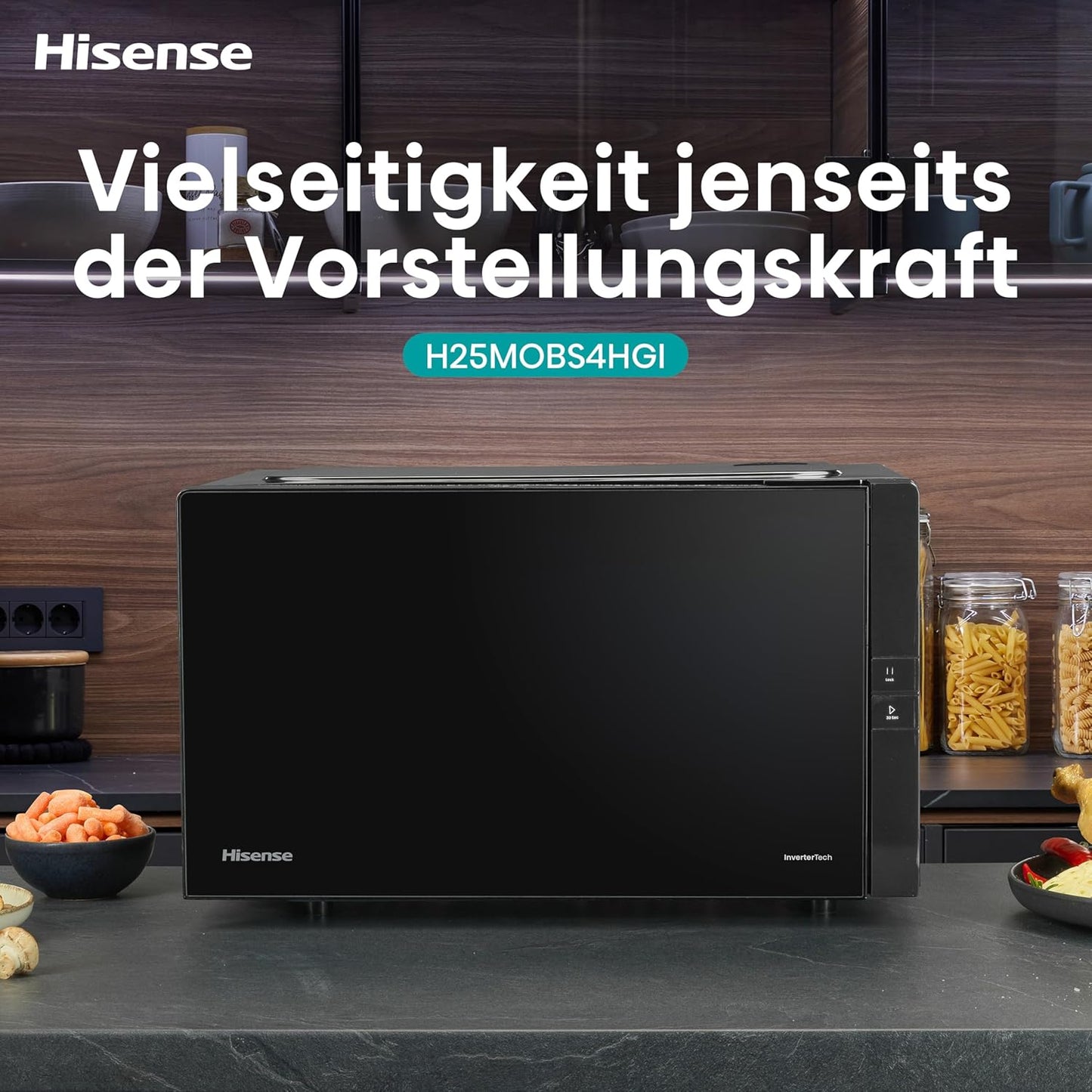 H25MOBS4HGI Mikrowelle mit InverterTech und Grillfunktion, 25 L Digitale Steuerung Mit InverterTech