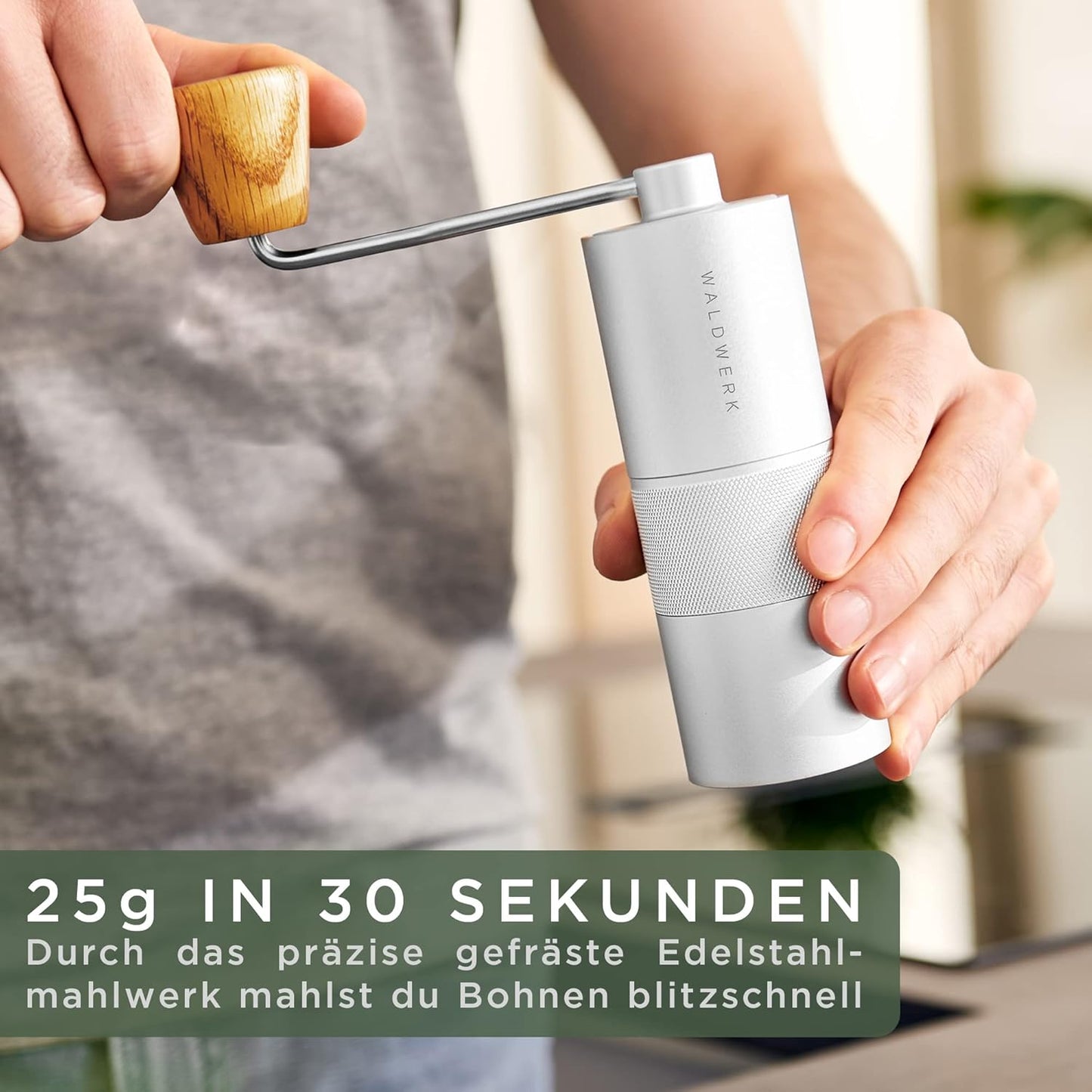 Manuelle Espressomühle mit Edelstahlmahlwerk, Kaffee