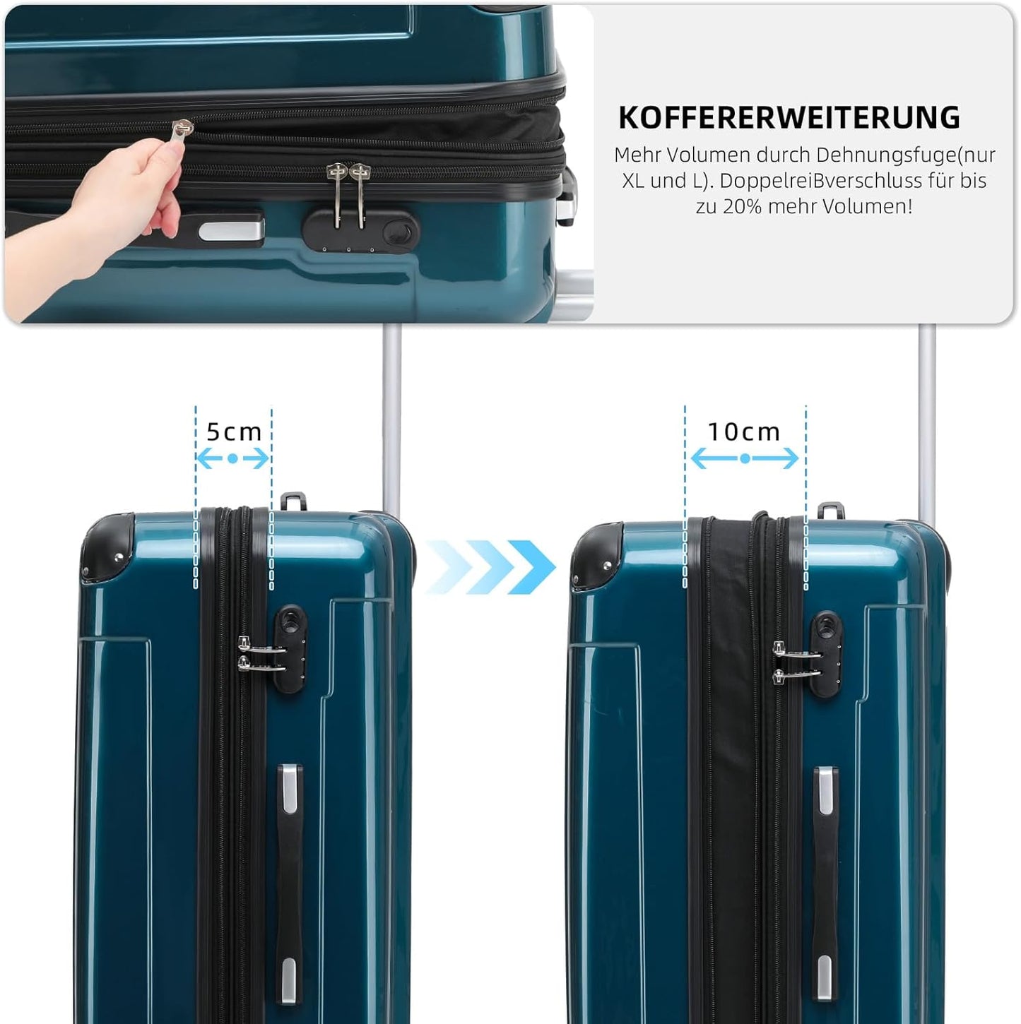 3-teiliges Hartschalen Kofferset mit Zwillingsrollen, Pale Green / Kofferset